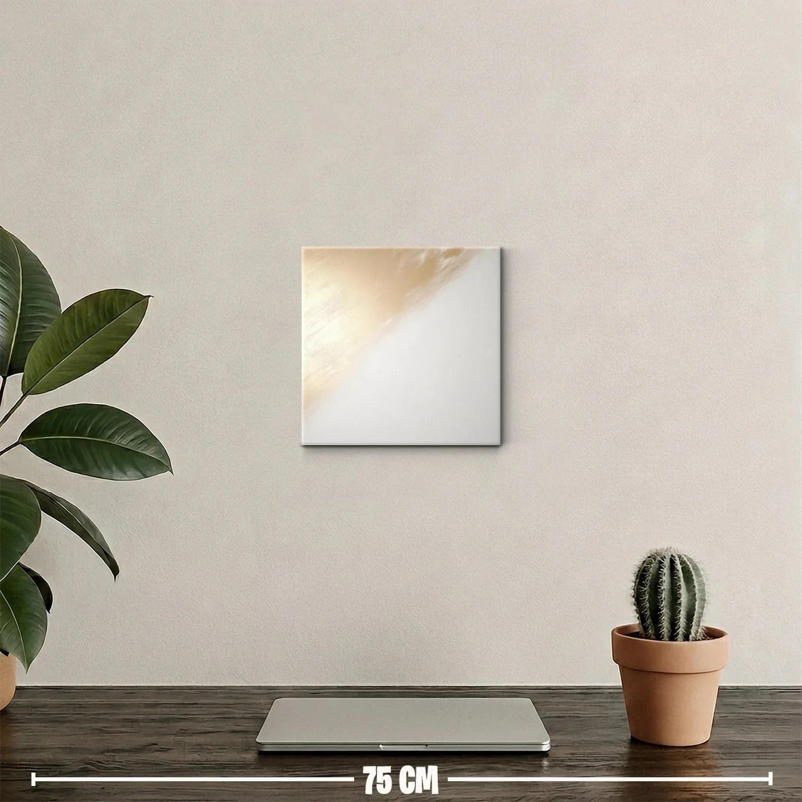 Cuadro abstracto con tonos suaves dorados y blancos — miniatura 2