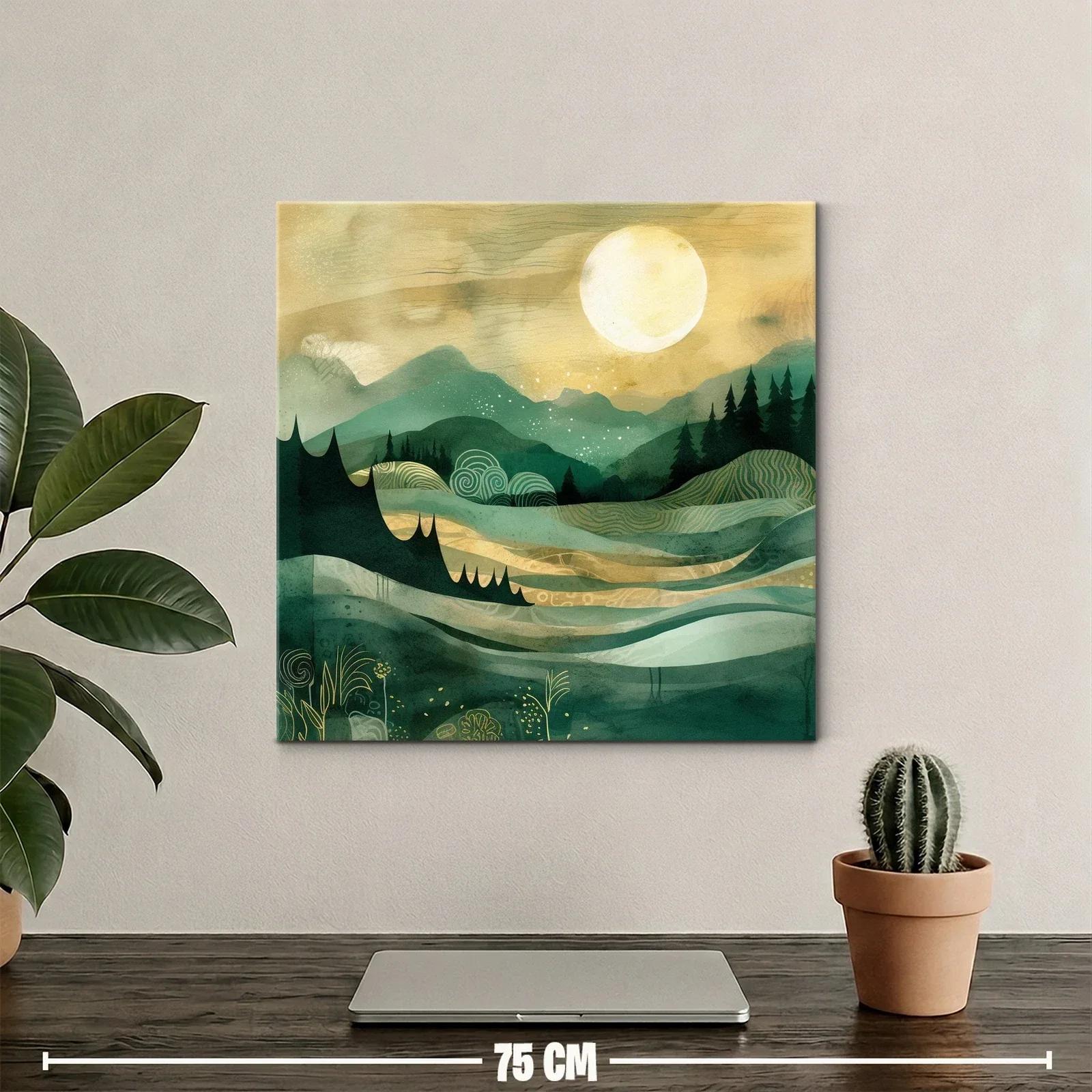 Paisaje onírico con montañas y luna brillante — miniatura 2