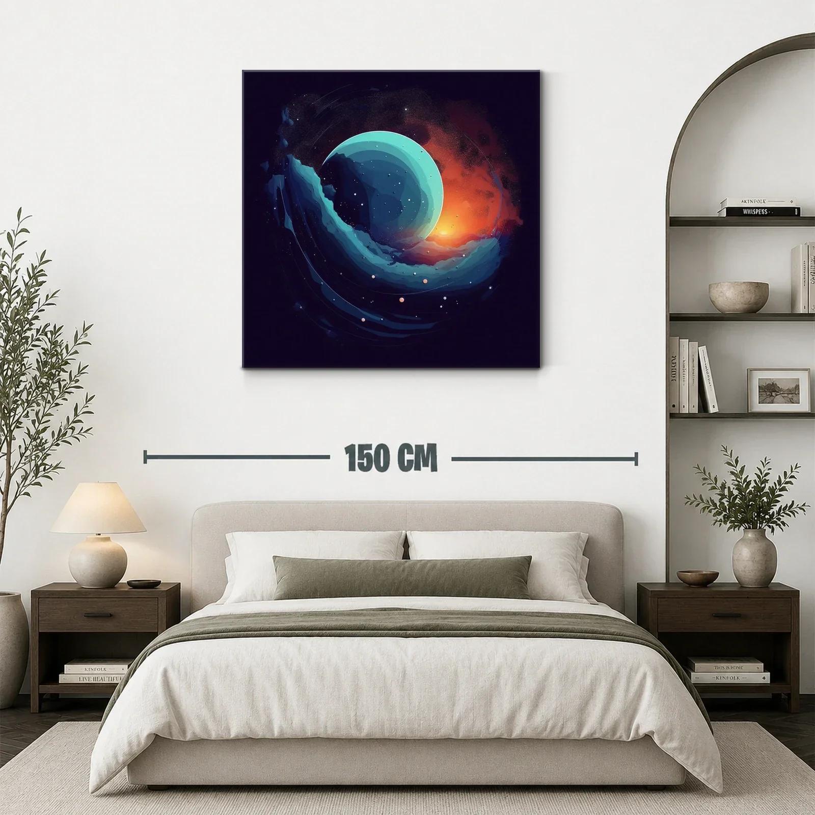 Composición abstracta con esfera celeste y luz cálida — miniatura 3