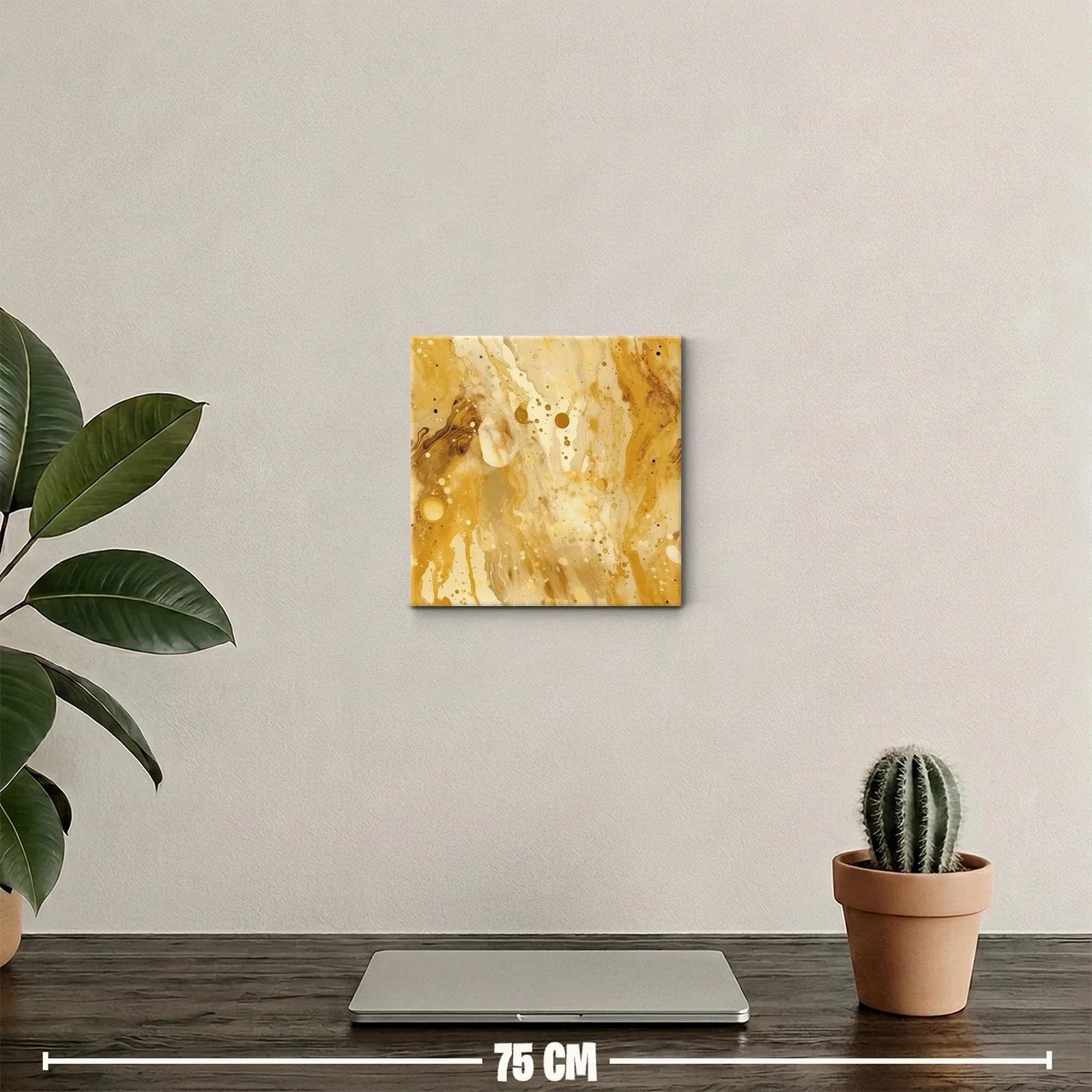 Cuadro artístico con diseño fluido en tonos dorados y crema — miniatura 2