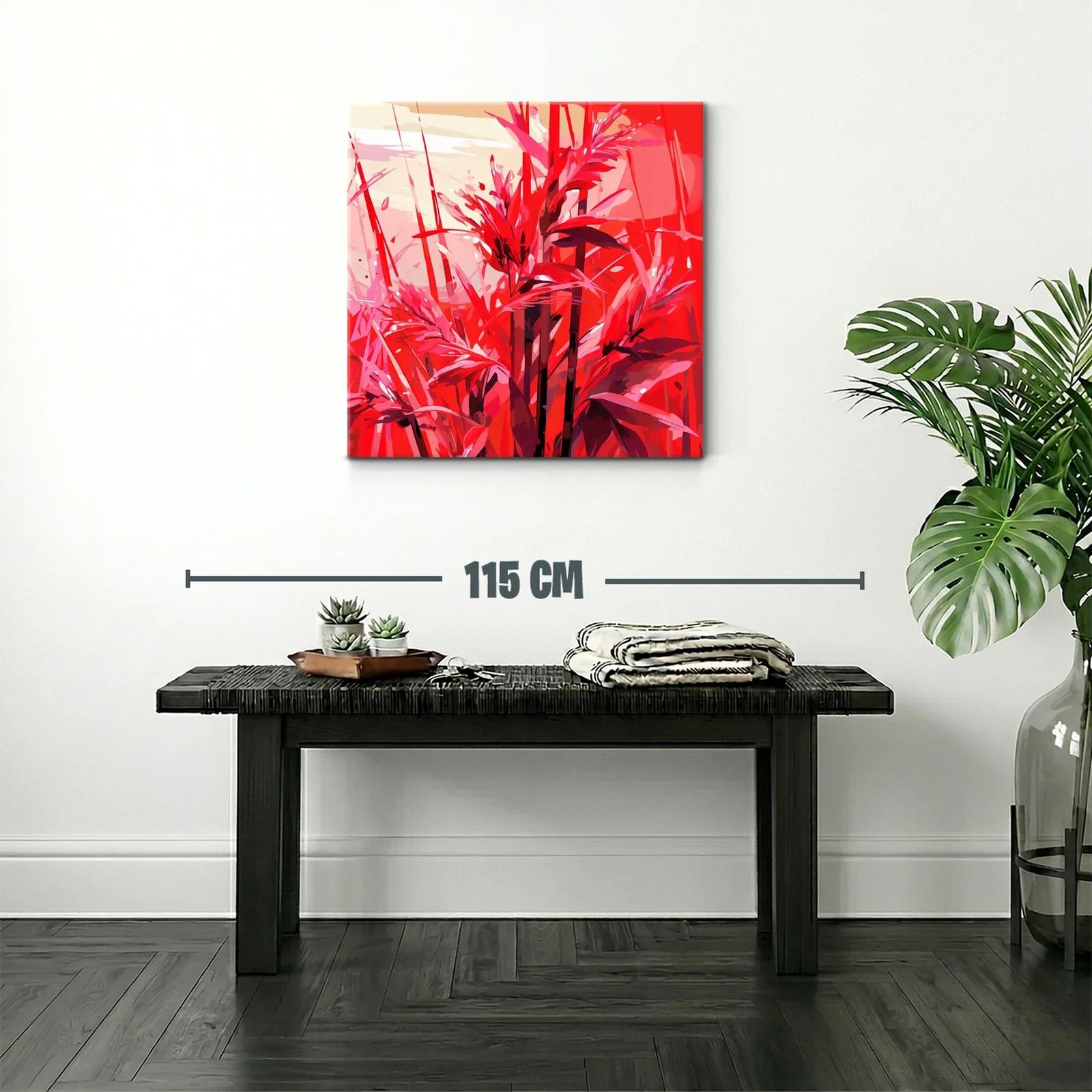 Cuadro floral vibrante con tonos rojos intensos — miniatura 2