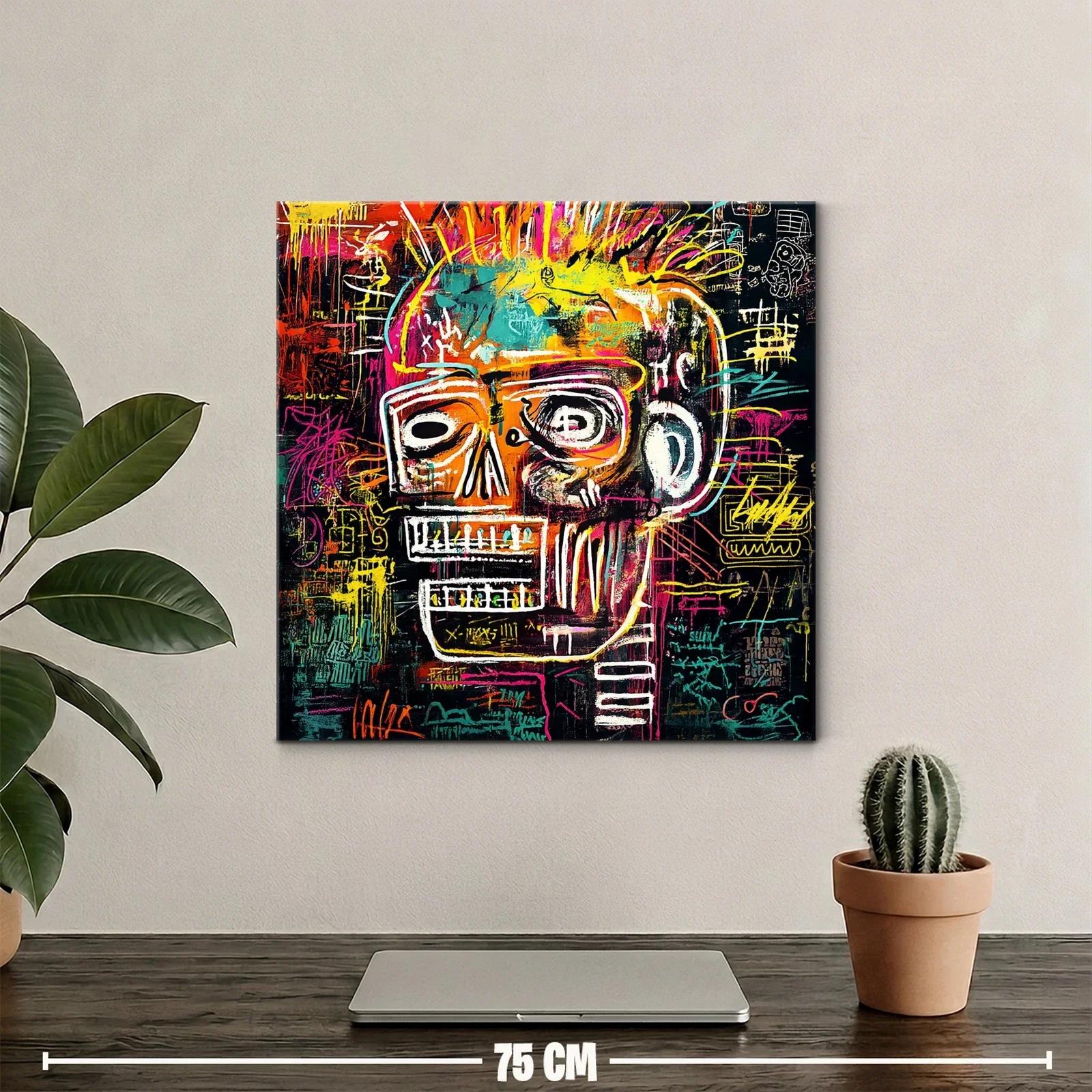 Cuadro vibrante con calavera en estilo urbano contemporáneo — miniatura 2