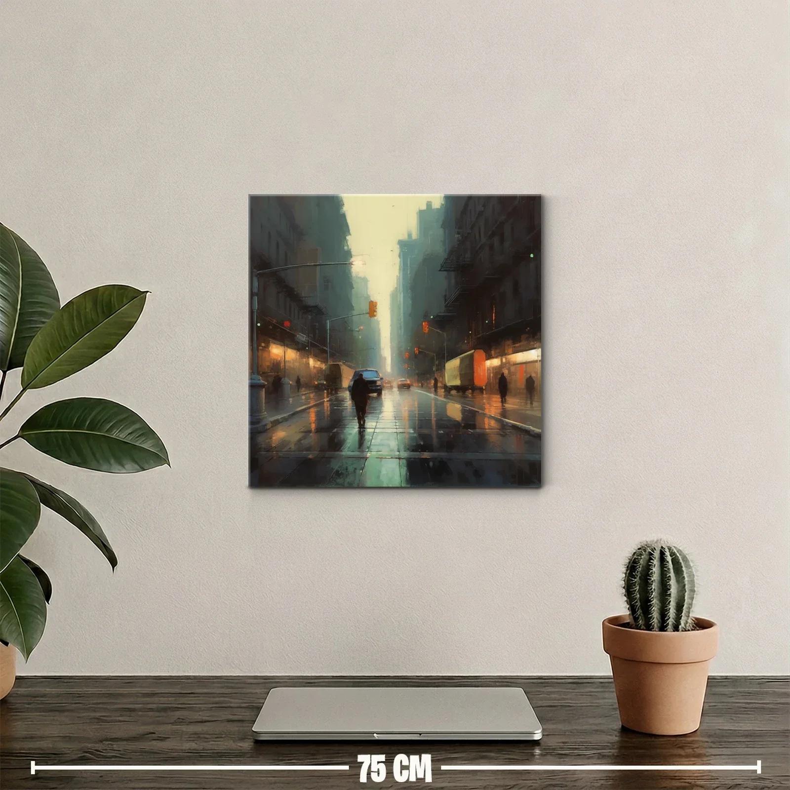 Atardecer lluvioso en la ciudad con luces cálidas — miniatura 2