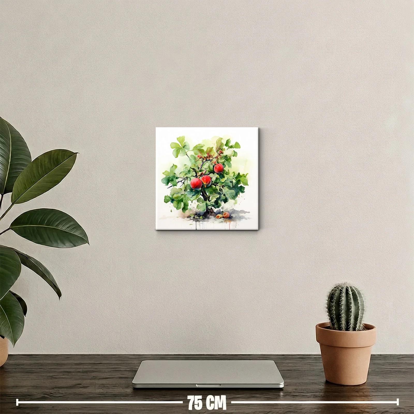 Cuadro decorativo con ramas y frutos rojos en verde natural — miniatura 2