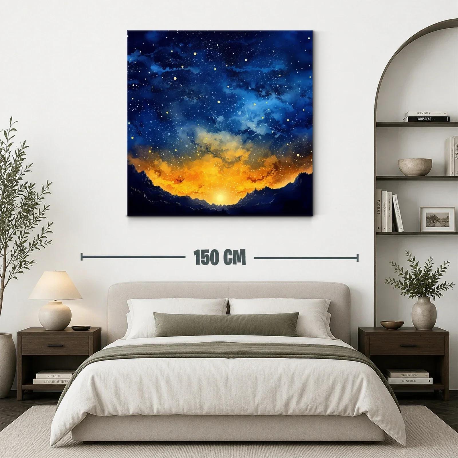 Paisaje Cósmico con Cielo Estrellado y Amanecer Dorado — miniatura 3