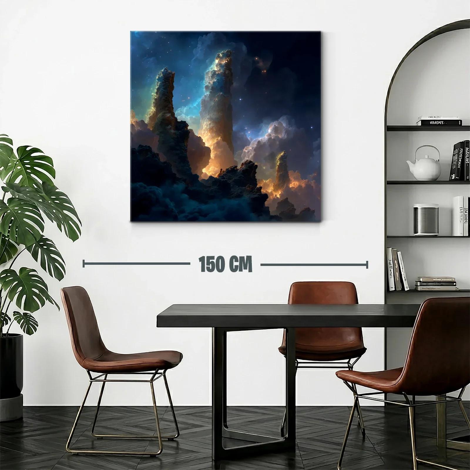 Paisaje cósmico con pilares de luz y nebulosas — miniatura 2