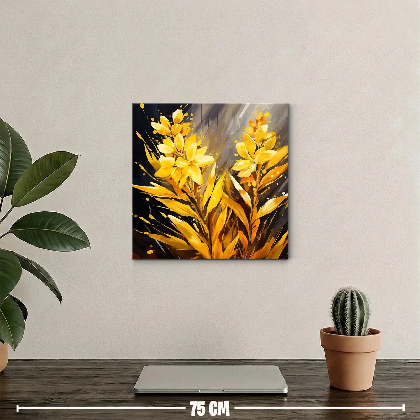 Brillante Cuadro Floral en Tono Amarillo Luminoso — miniatura 2