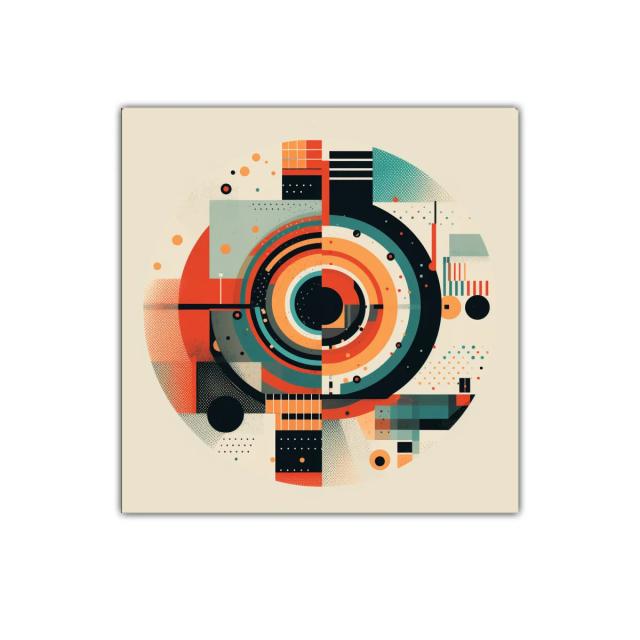 Composición geométrica en tonos cálidos y contrastes vibrantes