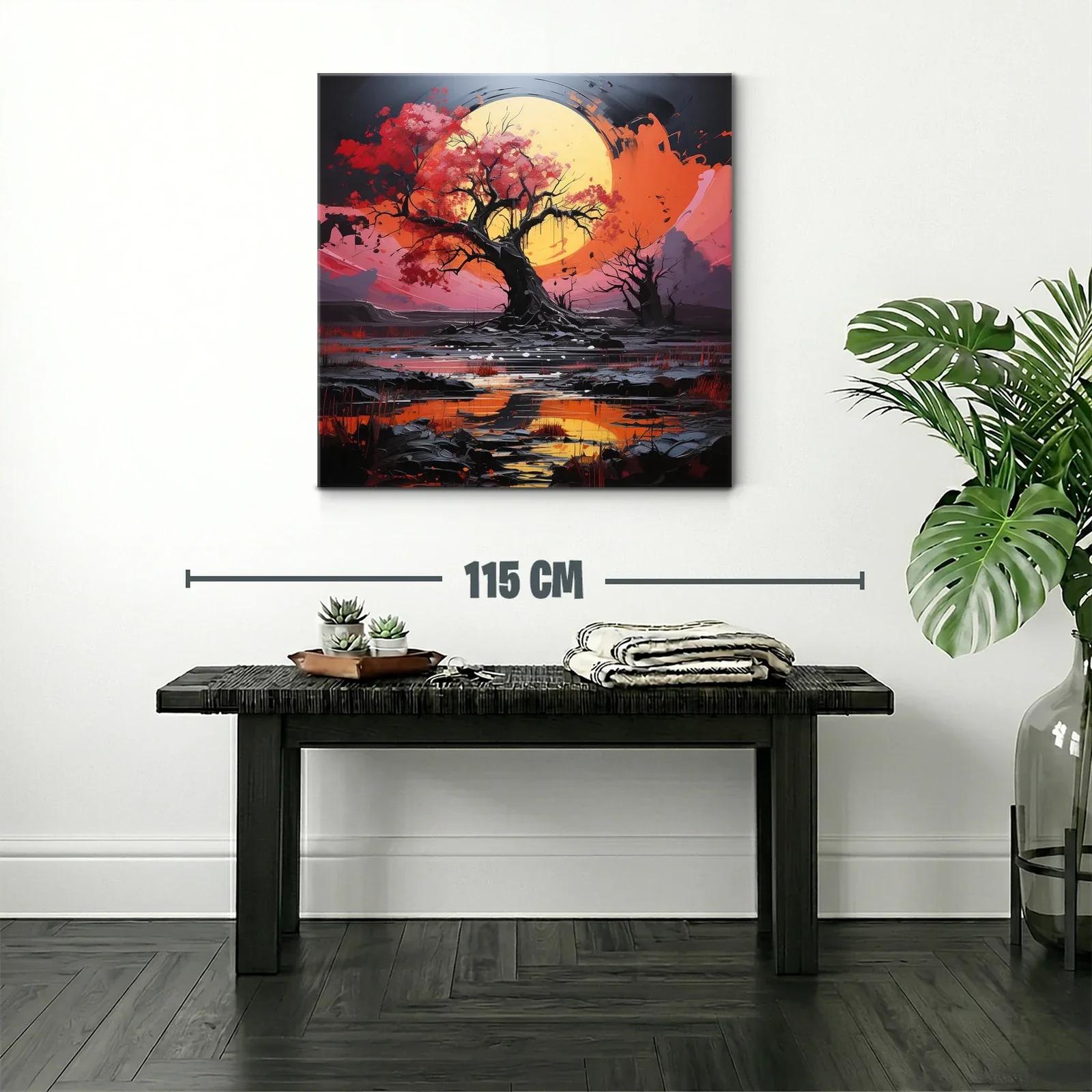 Árbol esplendoroso con luna llena y reflejos vibrantes — miniatura 2