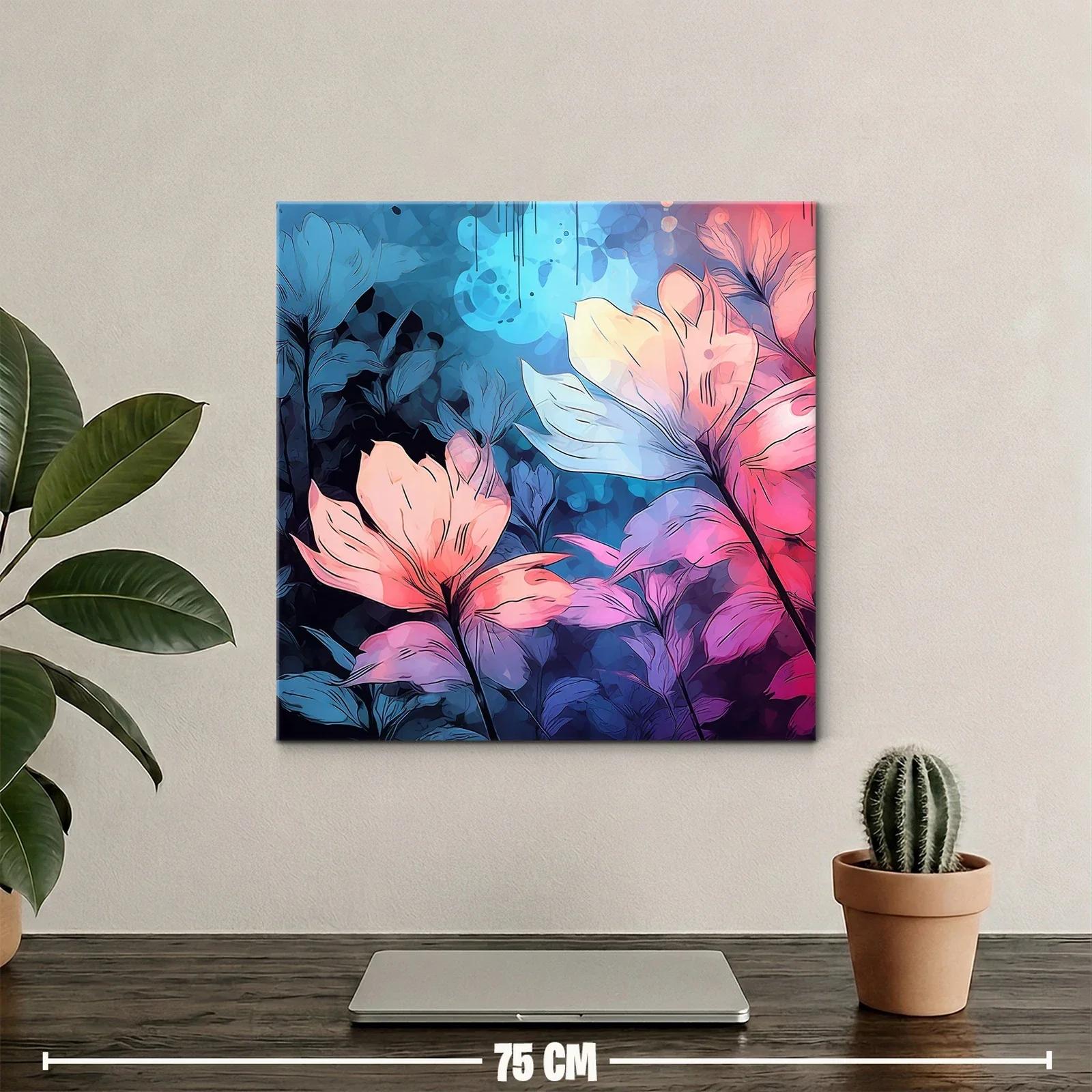 Flores vibrantes en tonos rosa y azul con estilo moderno — miniatura 2