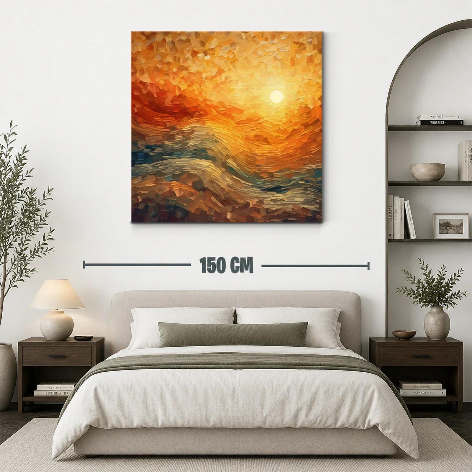 Cuadro abstracto con tonos cálidos y formas onduladas — miniatura 3