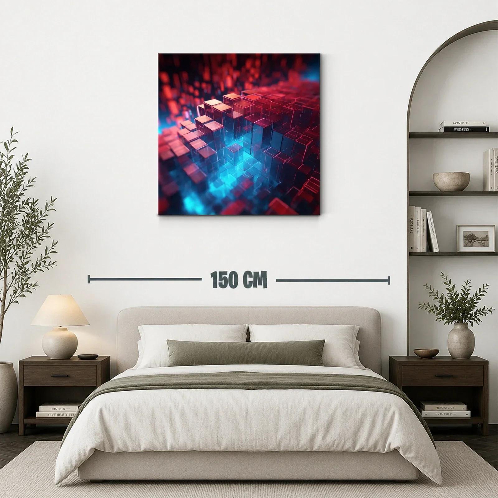 Composición abstracta de cubos translúcidos en azul y rojo — miniatura 3