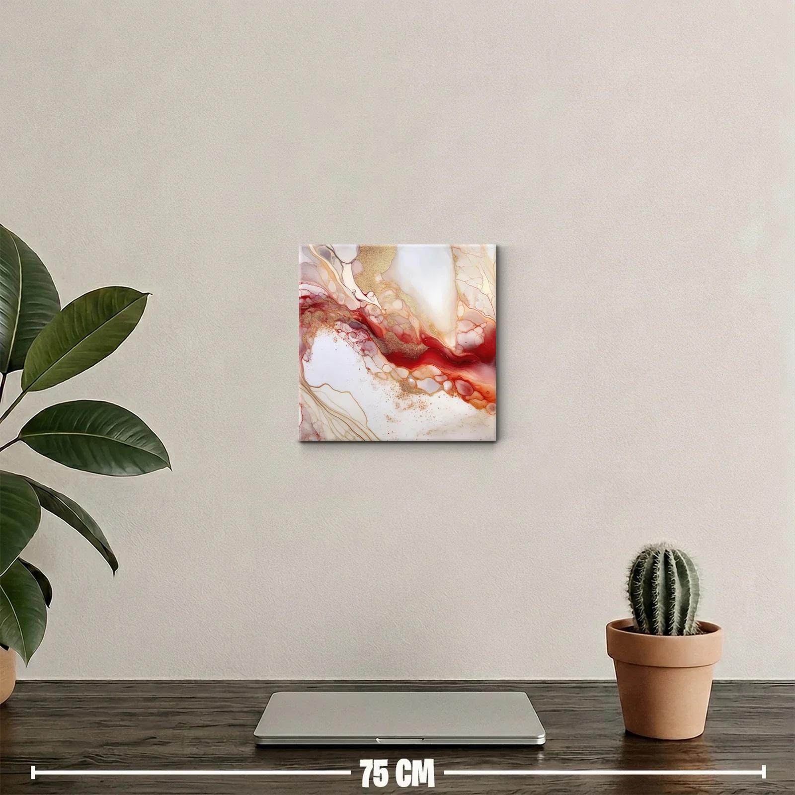 Cuadro abstracto con tonos cálidos y destellos dorados — miniatura 2