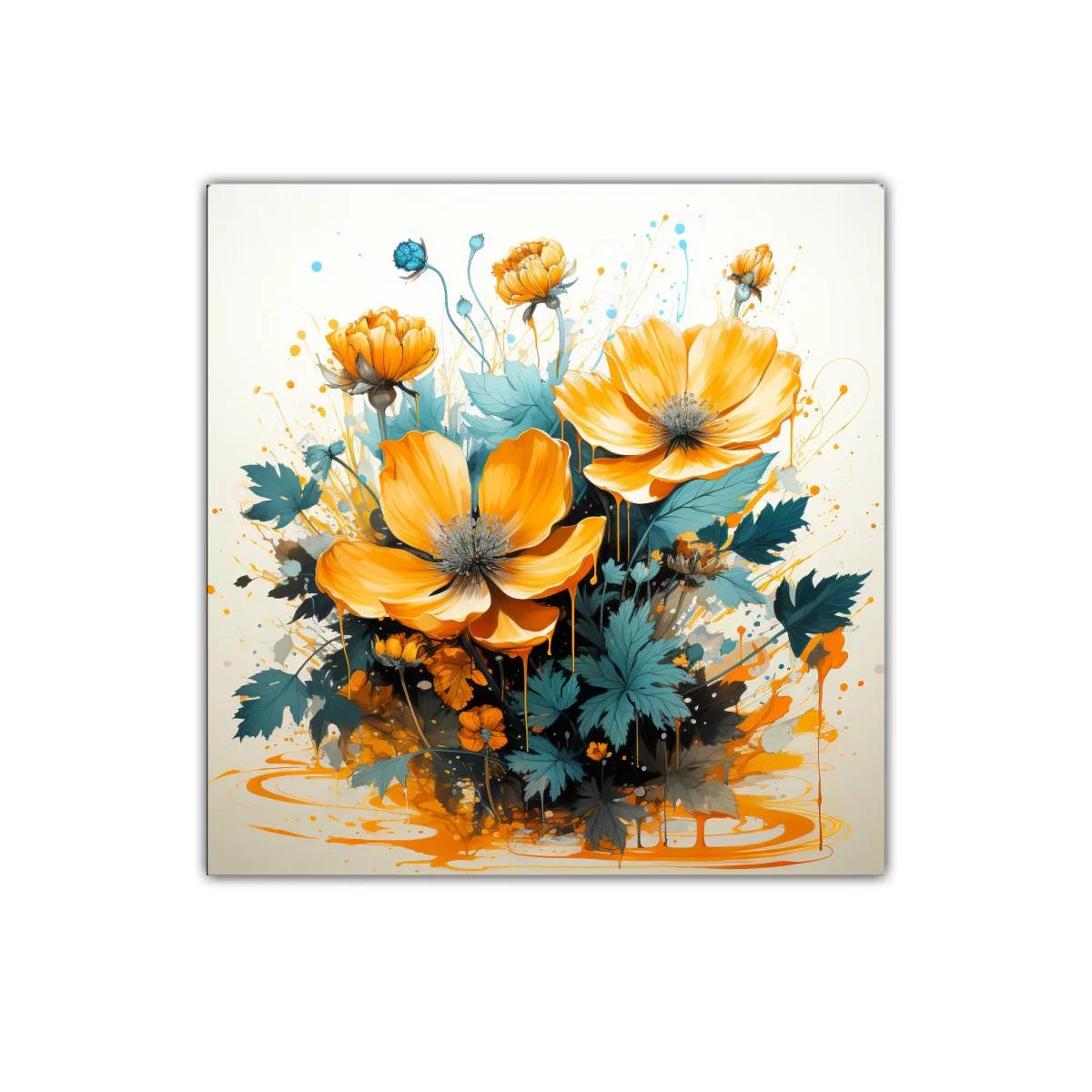 Flores vibrantes en tonos cálidos y azulados para decorar — imagen principal