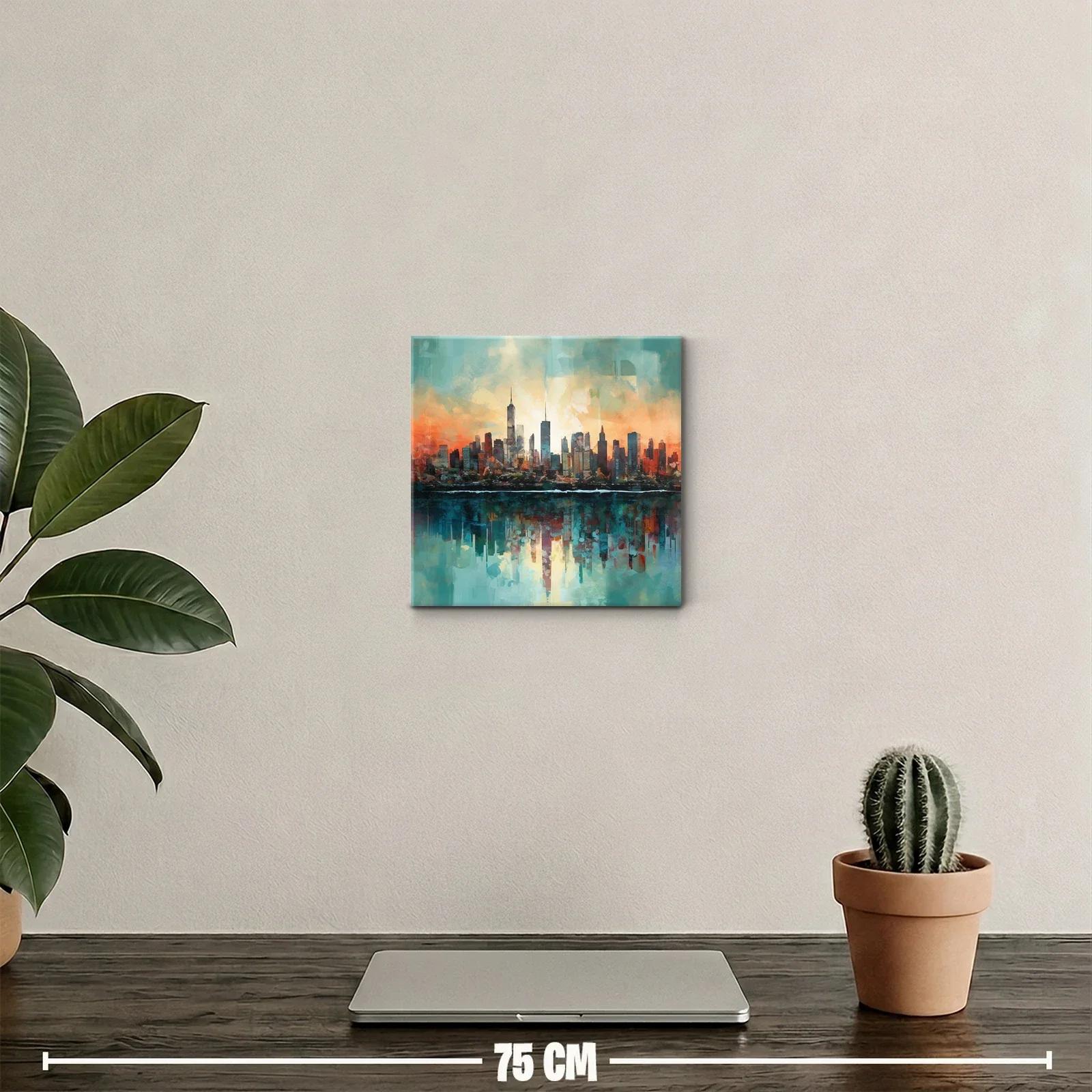Ciudad al Amanecer con Reflejos en el Agua — miniatura 2