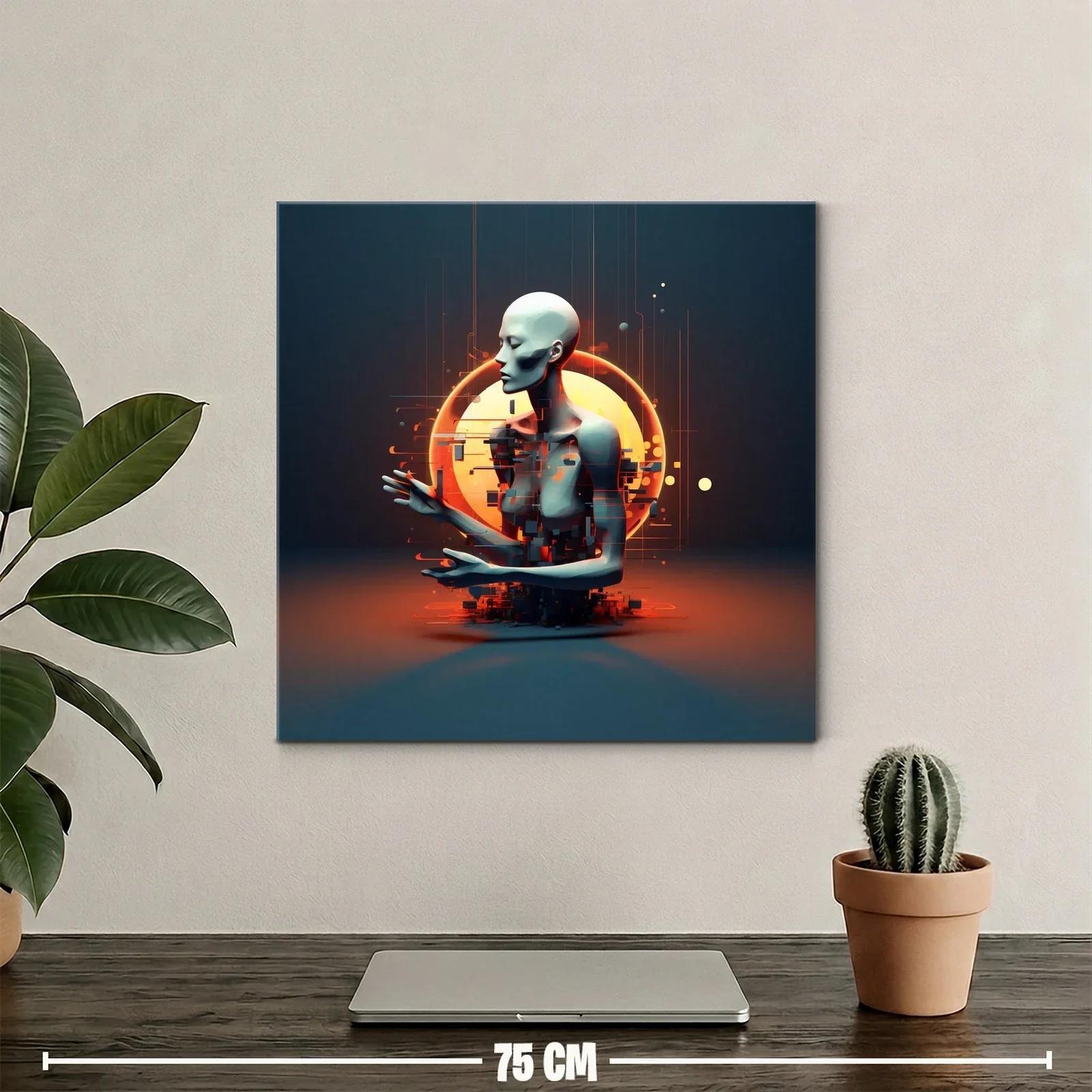 Escultura digital de figura humana futurista con halo luminoso — miniatura 2