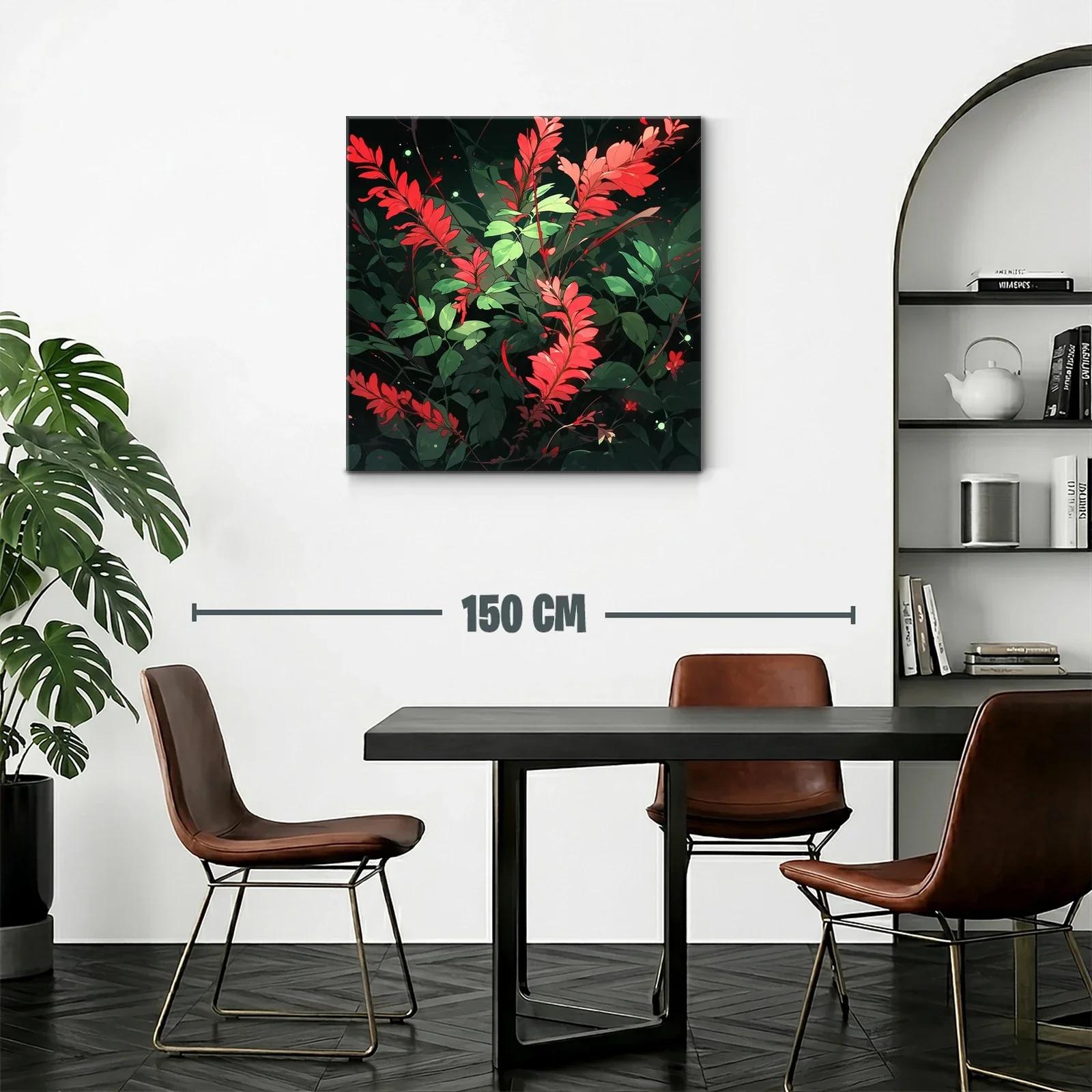 Exuberante composición floral con hojas rojas y verdes vibrantes — miniatura 2