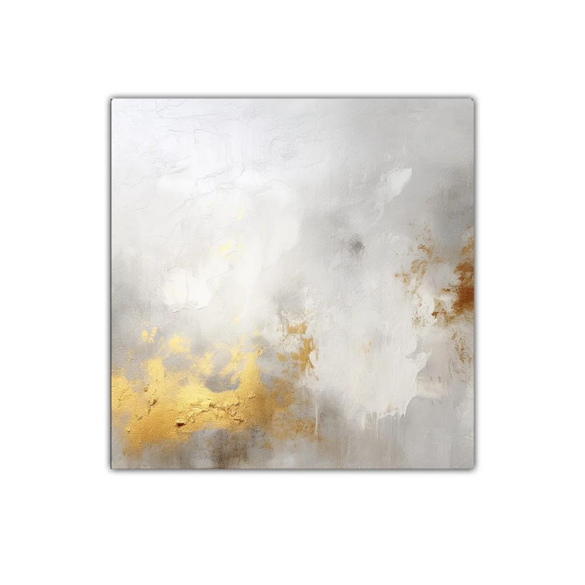 Cuadro abstracto elegante en tonos oro y neutros