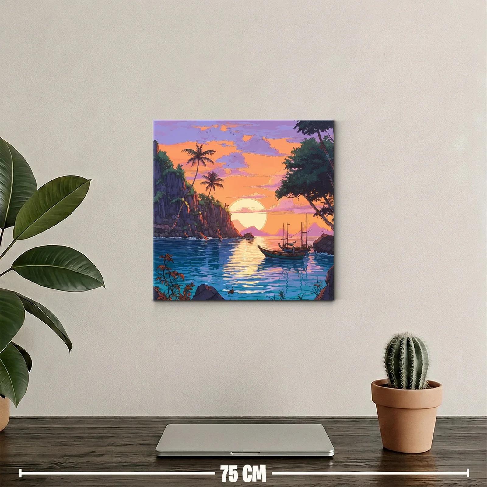 Atardecer tropical con barcas en paisajes serenos — miniatura 2