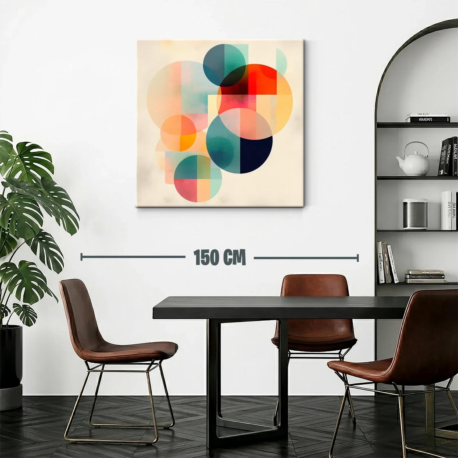Composición abstracta con círculos en tonos cálidos y fríos — miniatura 2