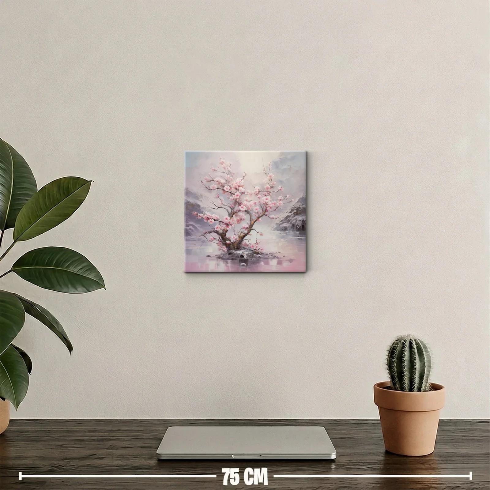 Elegancia y serenidad en flor de cerezo sobre agua tranquila — miniatura 2