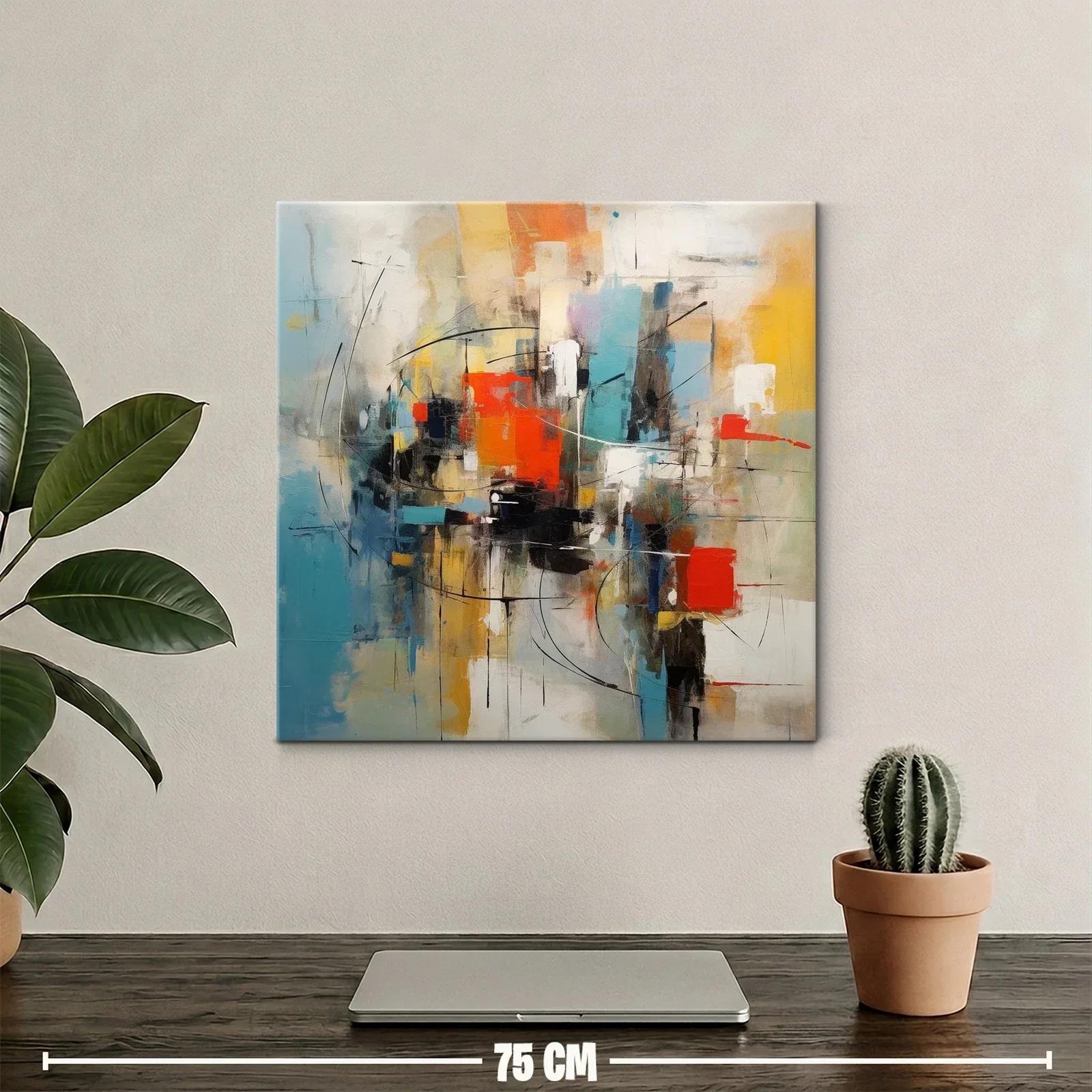 Cuadro abstracto con vibrantes formas y líneas dinámicas — miniatura 2