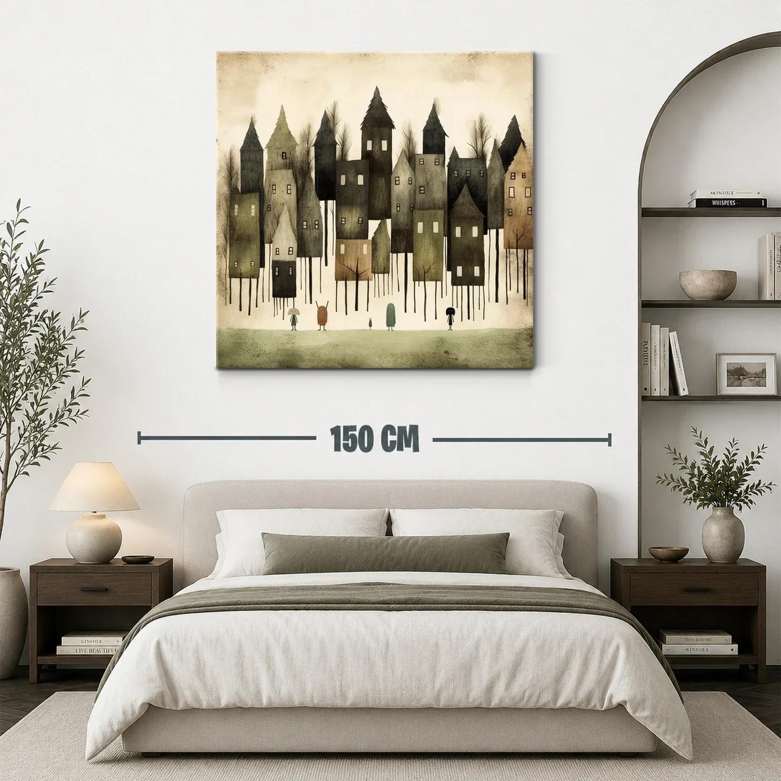 Ciudad de casas altas con esencia misteriosa y tonos terrosos — miniatura 3