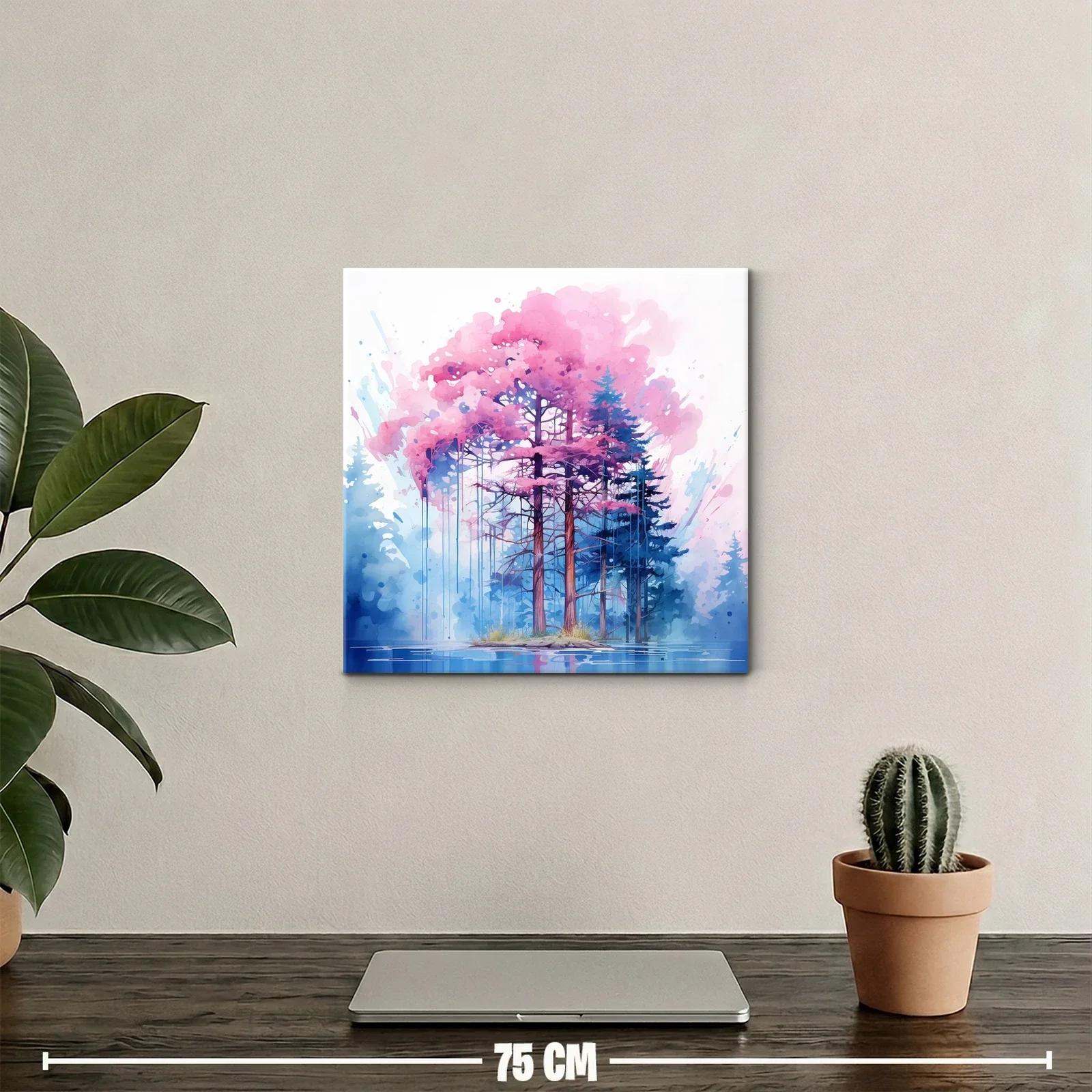 Bosque mágico con árboles en tonos rosa y azul — miniatura 2