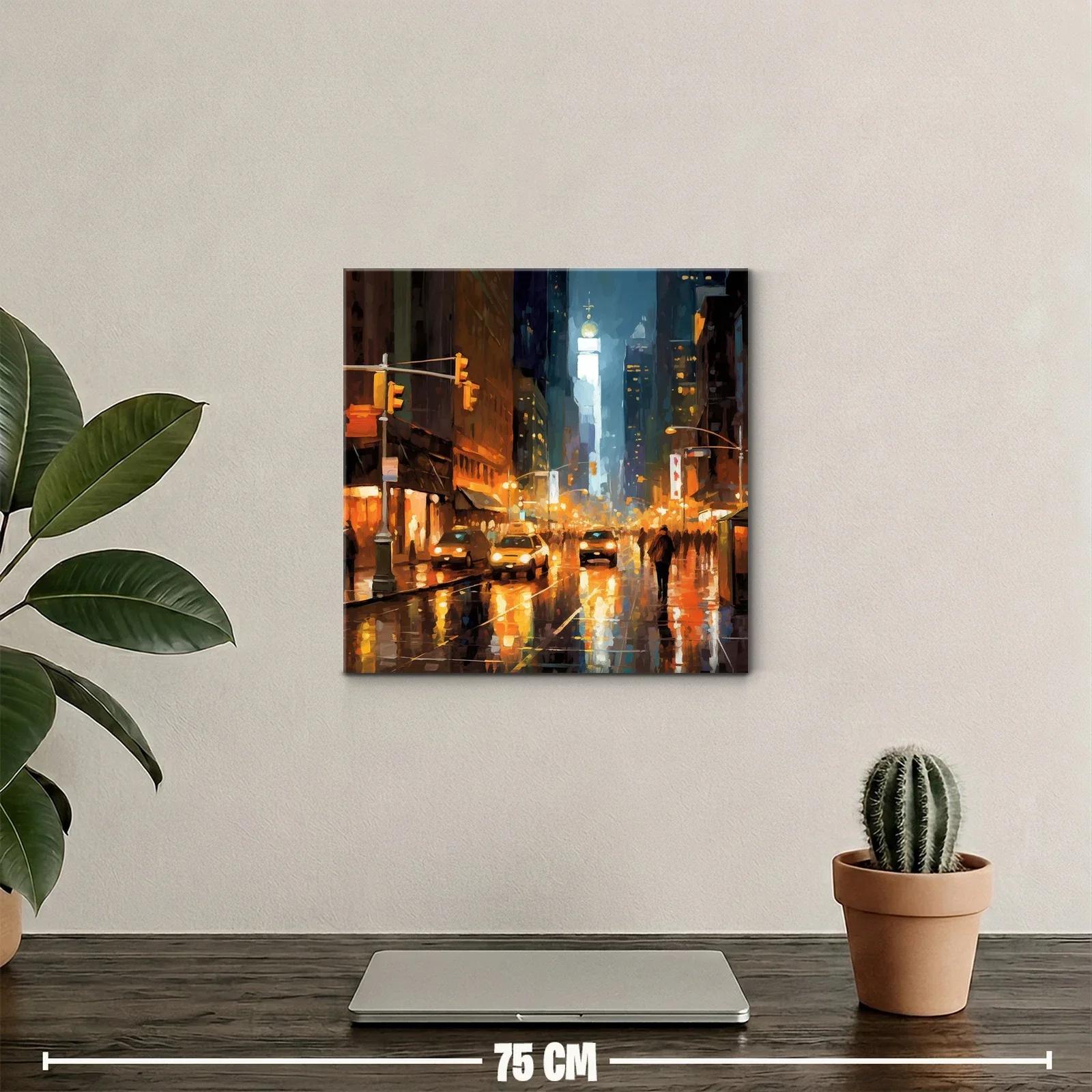 Atardecer vibrante en ciudad reflejada en lluvia urbana — miniatura 2