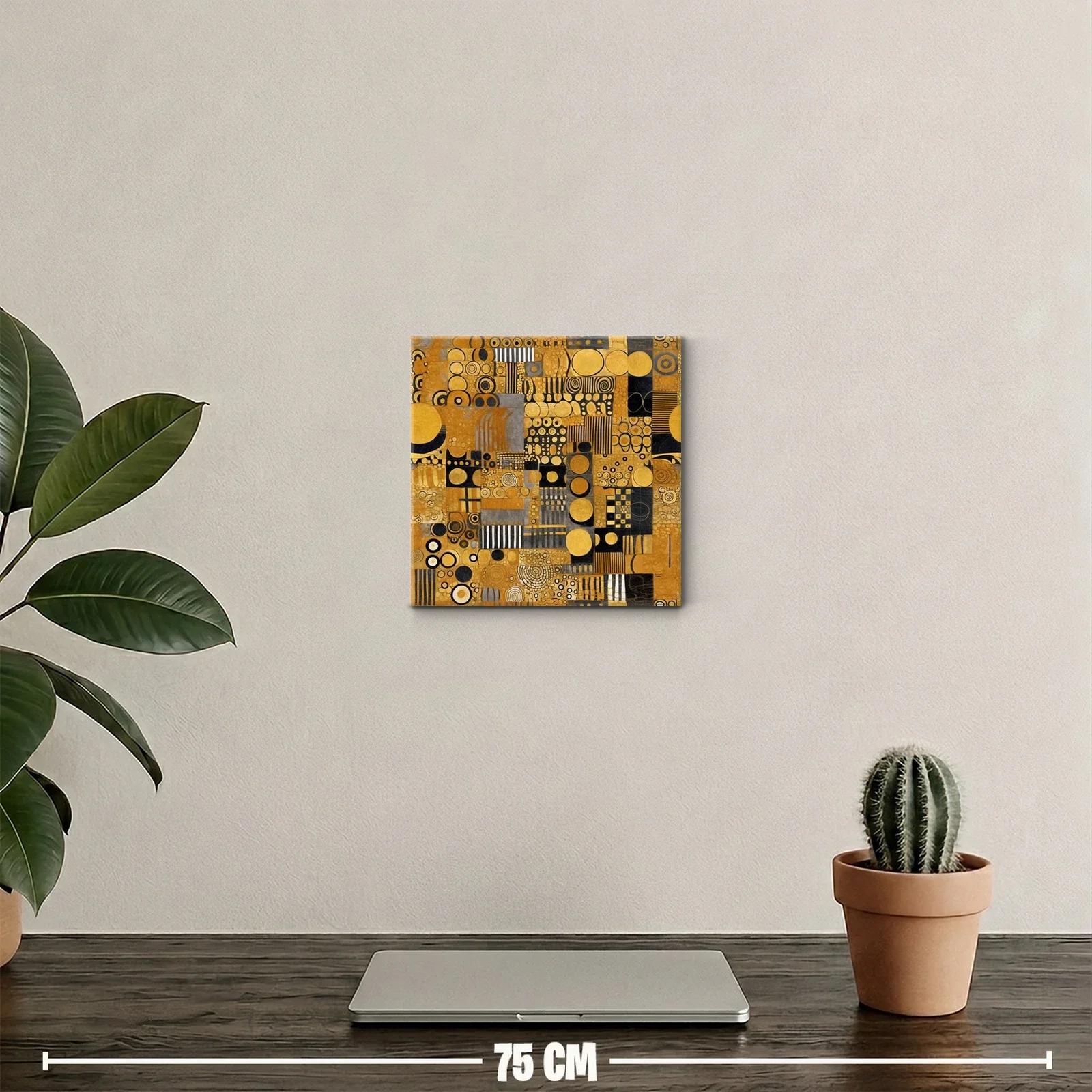 Cuadro decorativo de diseño abstracto en tonos dorados y negros — miniatura 2