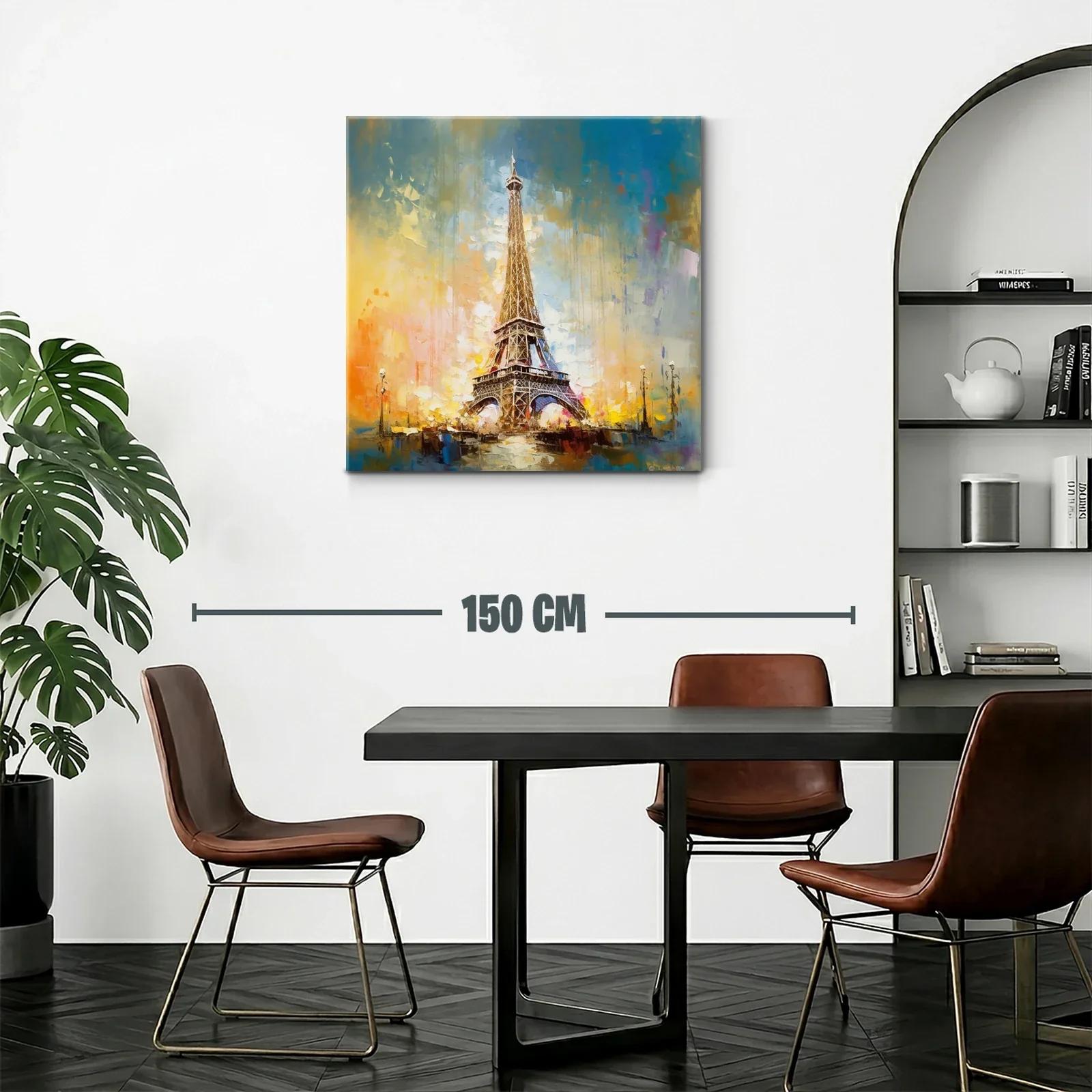 Cuadro Torre Eiffel con tonos cálidos y cielo azul brillante — miniatura 2