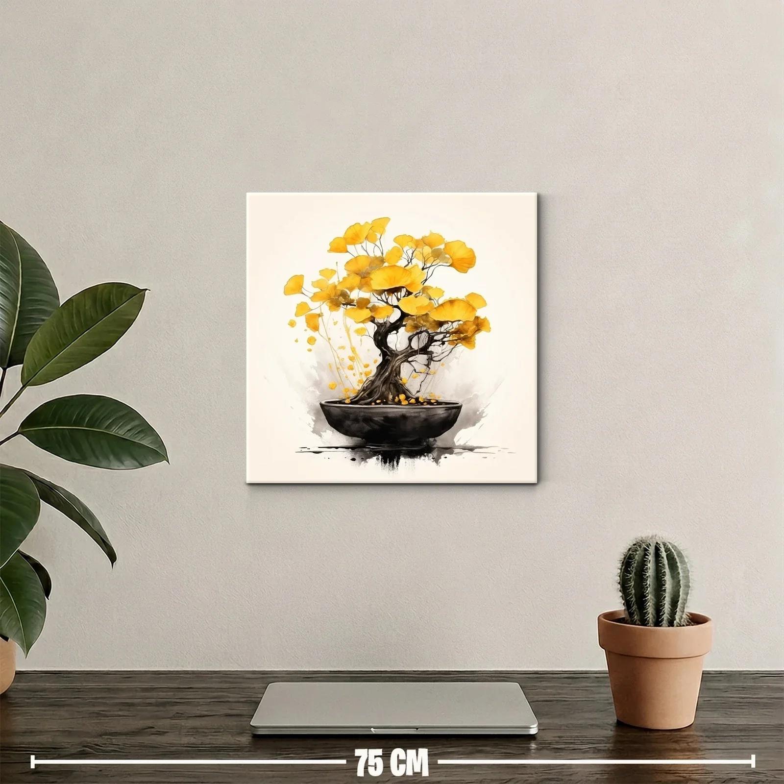 Árbol bonsái con hojas doradas en delicado equilibrio — miniatura 2