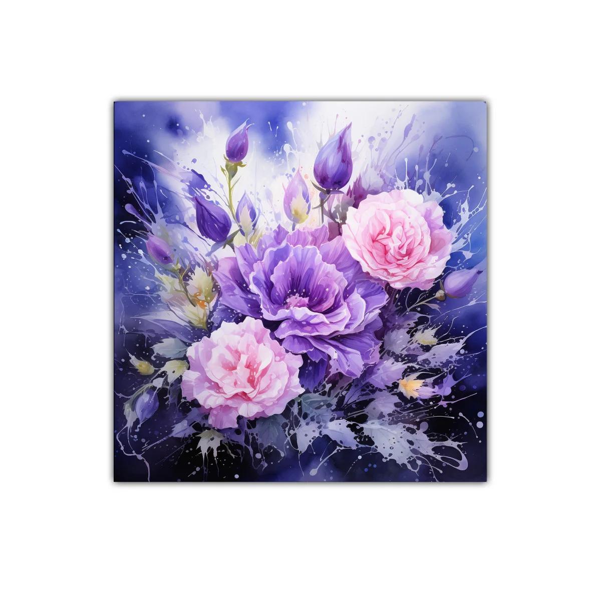 Ramo de flores en tonos violetas y rosa pastel