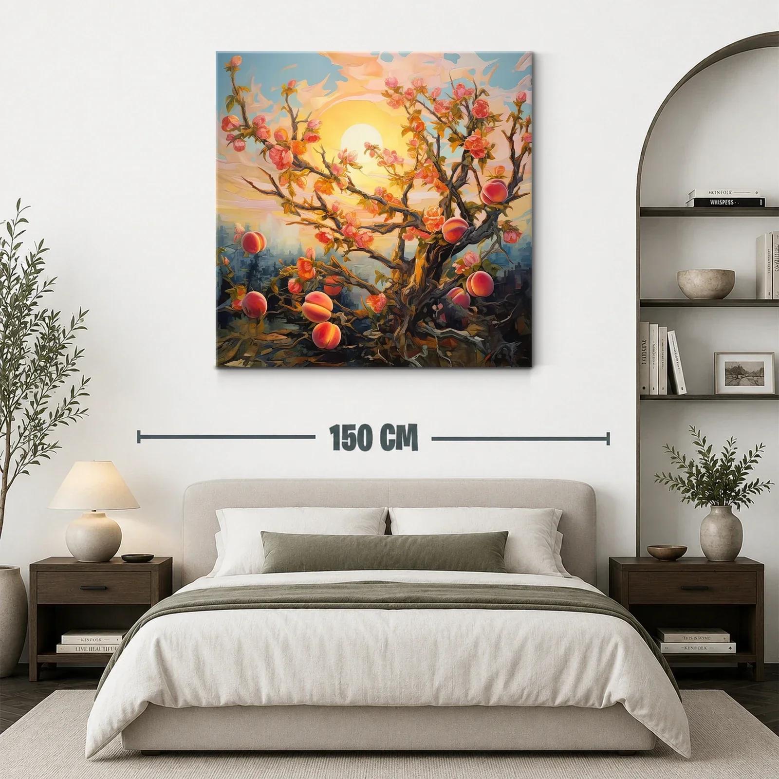 Árbol de duraznos en flor bajo la luz del atardecer — miniatura 3