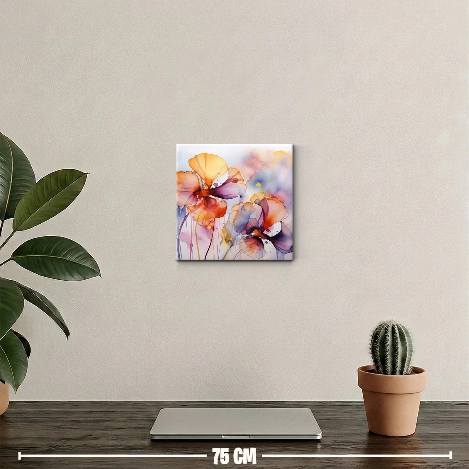 Cuadro decorativo con delicadas flores en tonos cálidos y suaves — miniatura 2