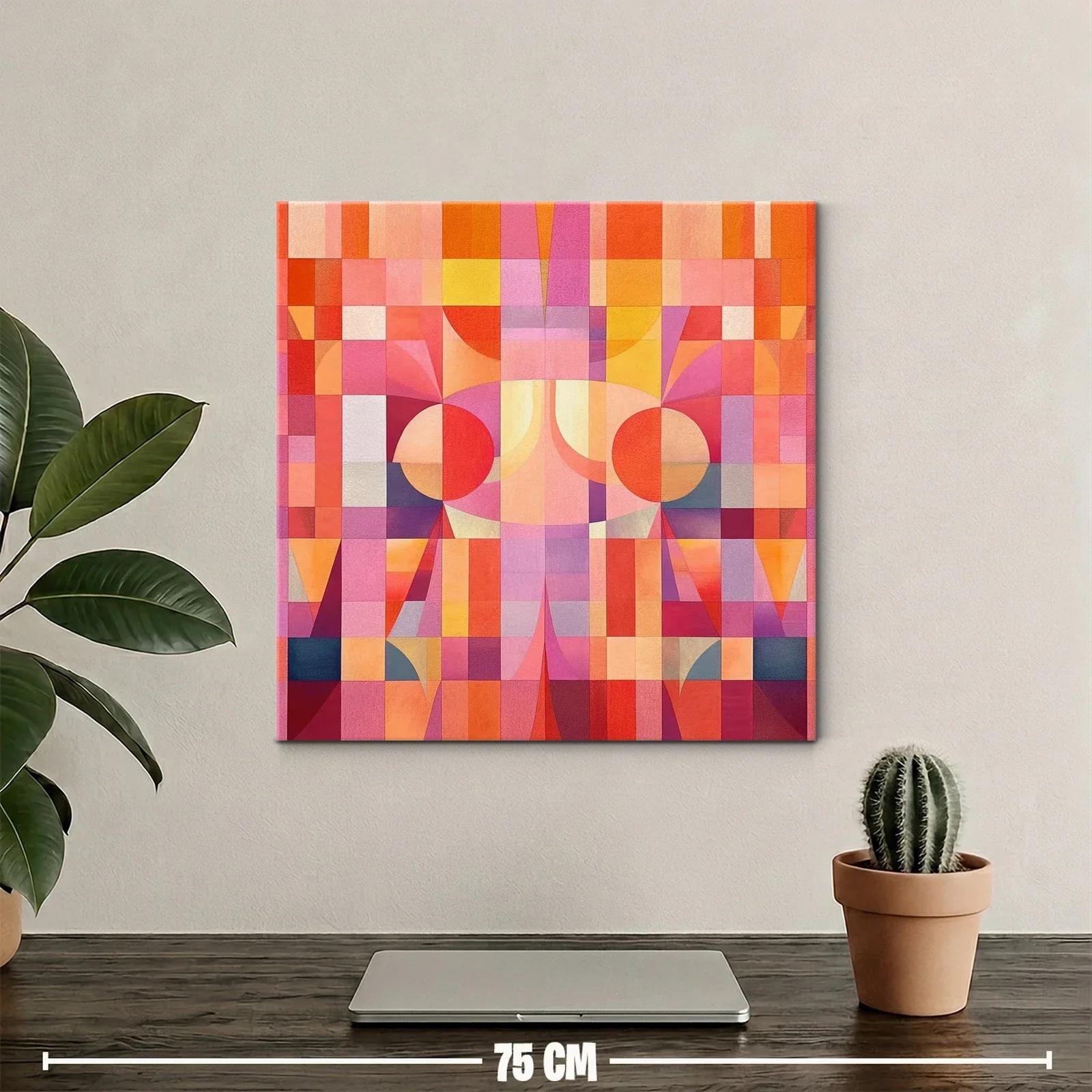 Cuadro abstracto con formas geométricas y tonos cálidos — miniatura 2