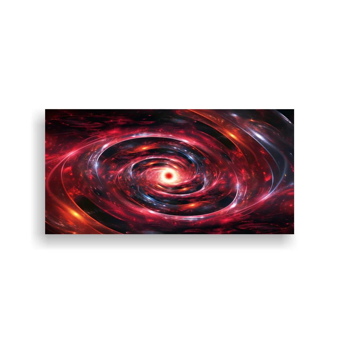 Cuadro galaxia espiral roja con remolino luminoso