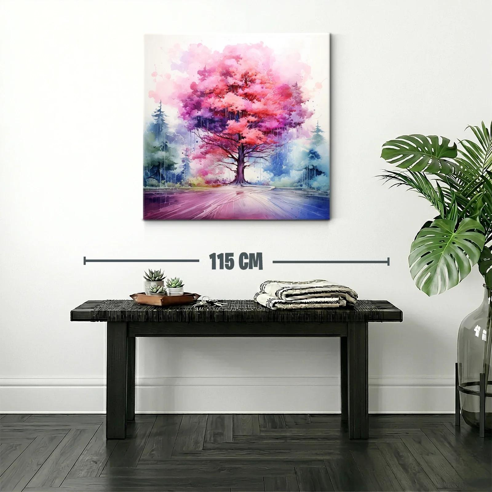 Árbol vibrante en tonos rosas y púrpuras con entorno nebuloso — miniatura 2