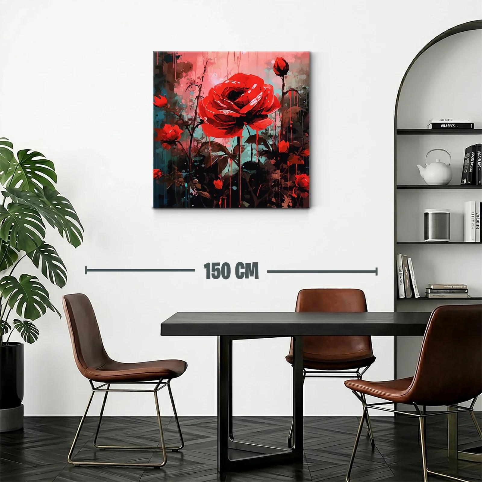 Vibrante composición de rosas rojas con fondo abstracto — miniatura 2