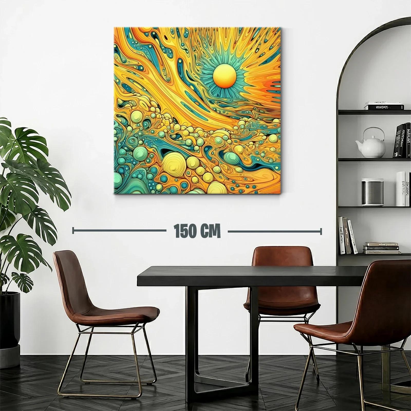 Cuadro vibrante con patrones abstractos en amarillo y azul — miniatura 2