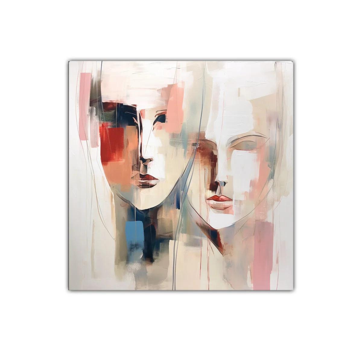 Cuadro decorativo rostros abstractos en tonos cálidos y suaves — imagen principal