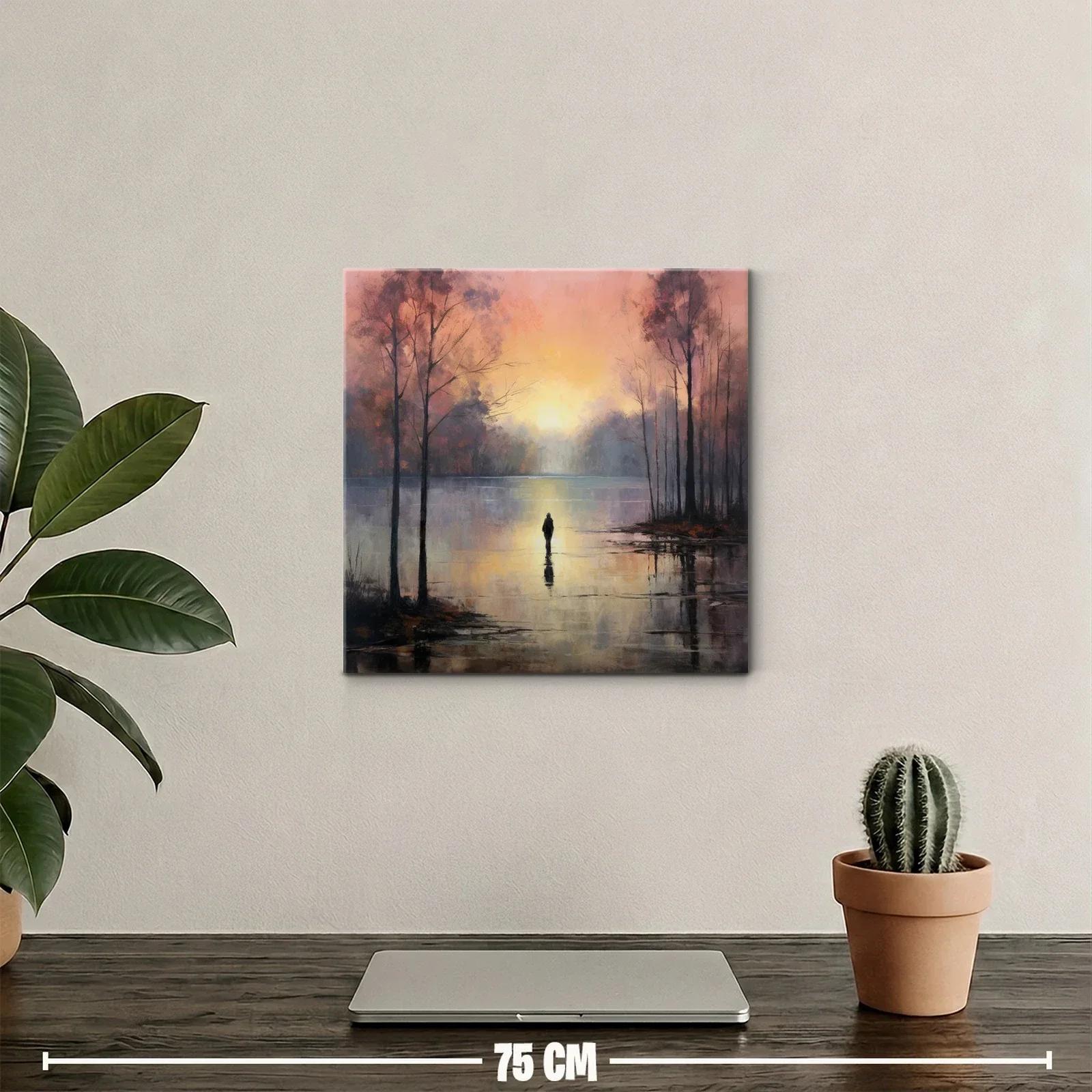 Paisaje sereno al amanecer con figura solitaria — miniatura 2