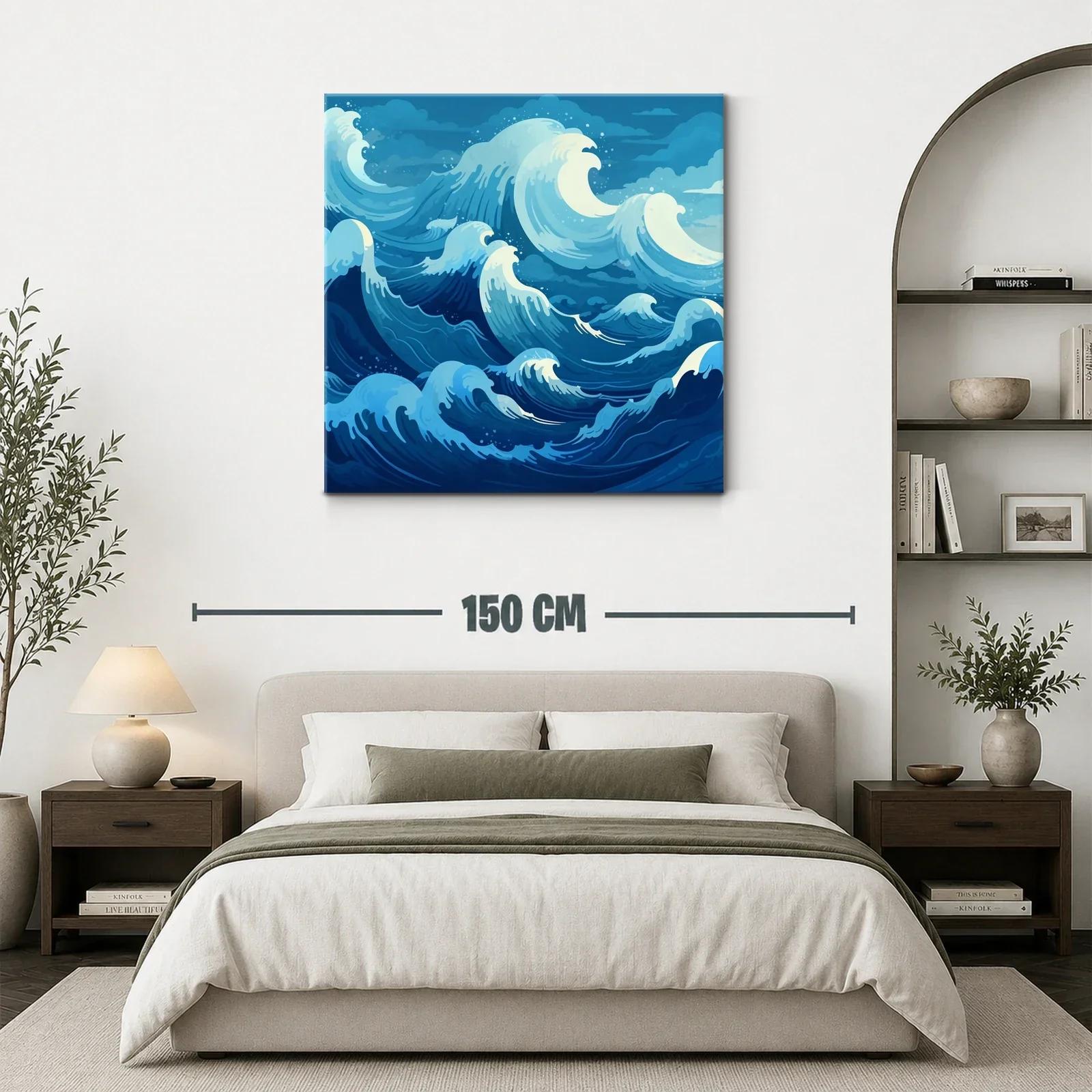 Dinámico cuadro de olas marinas en tonos azules vibrantes — miniatura 3