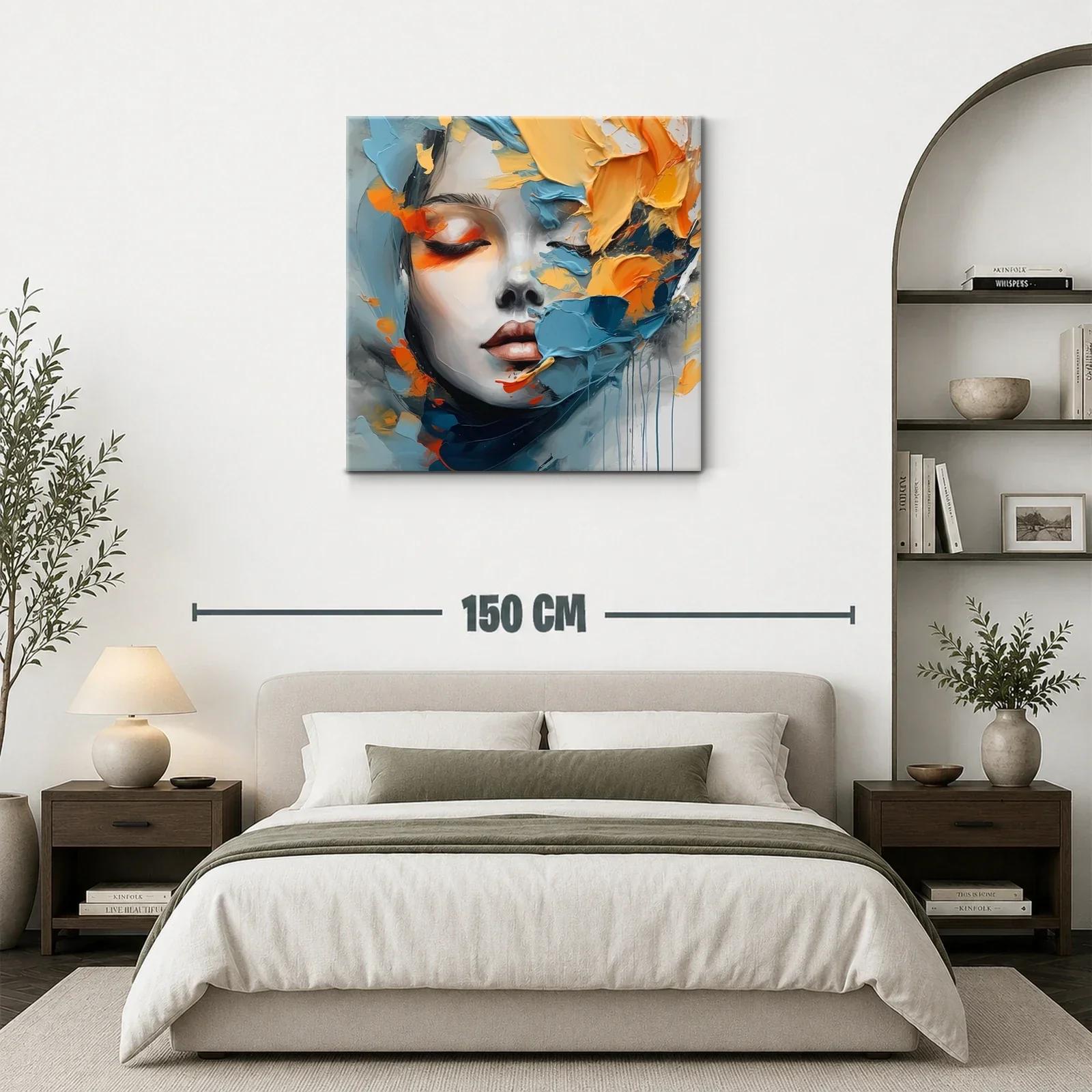 Retrato abstracto femenino con vibrantes tonos azul y naranja — miniatura 3