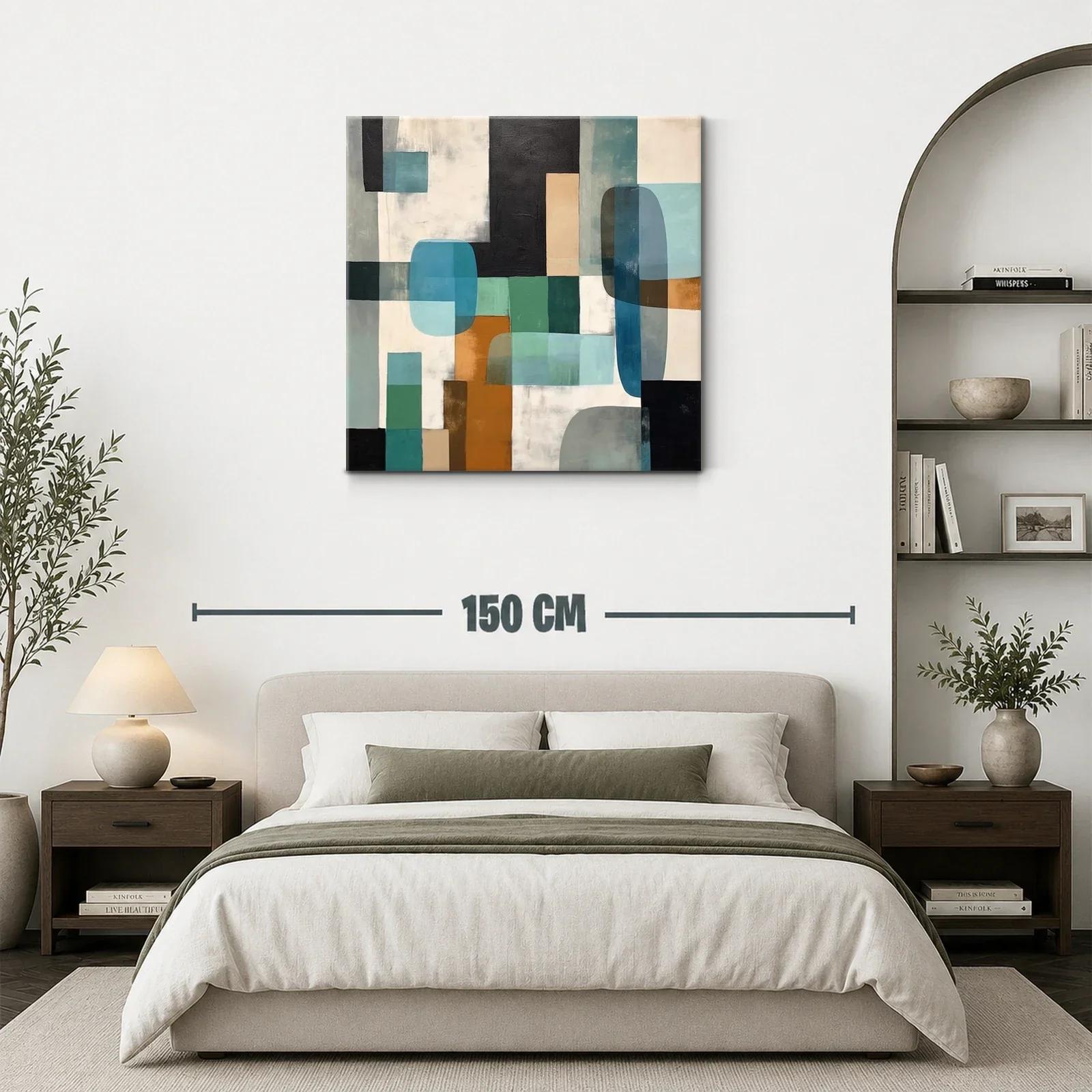 Composición abstracta con formas geométricas y tonos tierra y azules — miniatura 3
