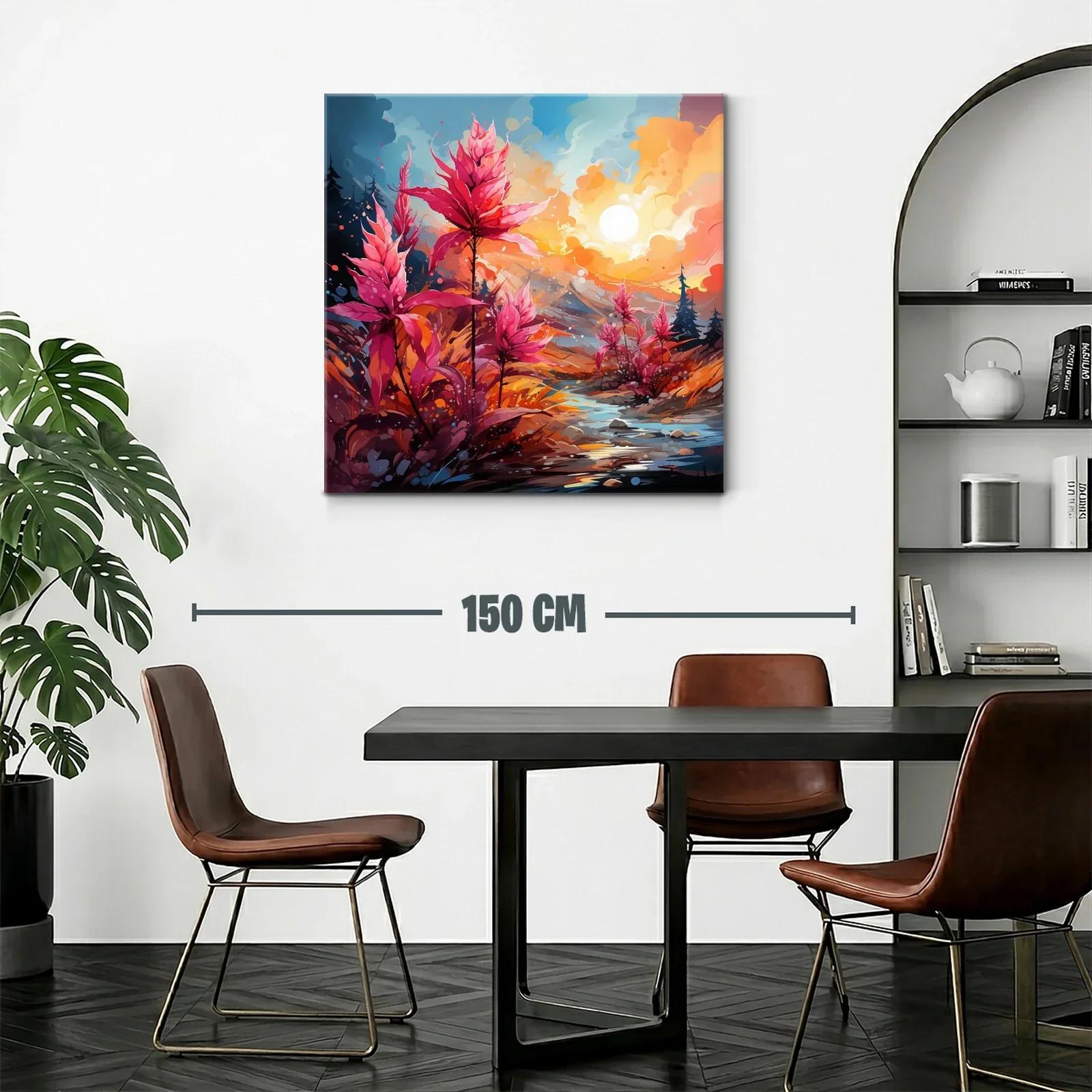 Paisaje vibrante con flores fucsias bajo el sol radiante — miniatura 2