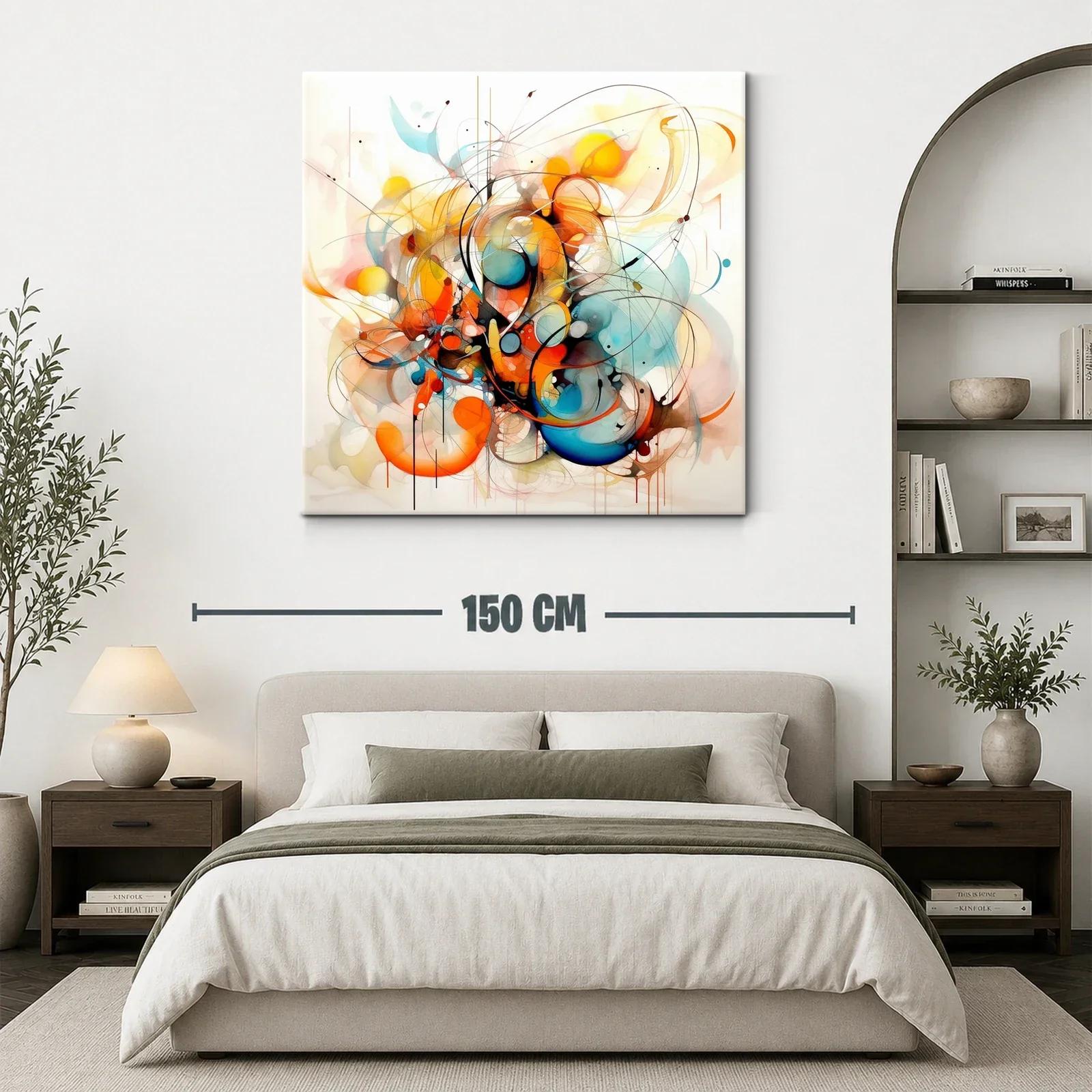Cuadro abstracto en tonos cálidos y fríos vibrantes — miniatura 3