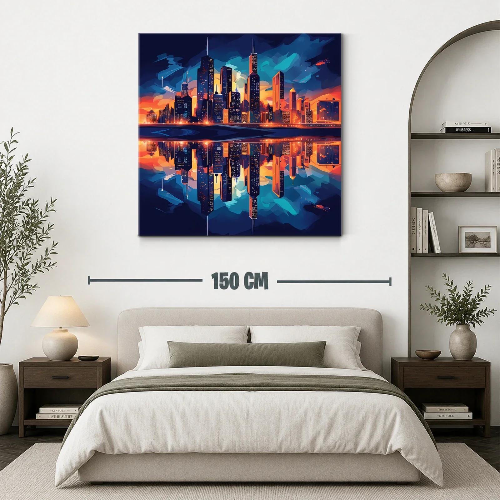 Impresionante skyline urbano al atardecer vibrante — miniatura 3
