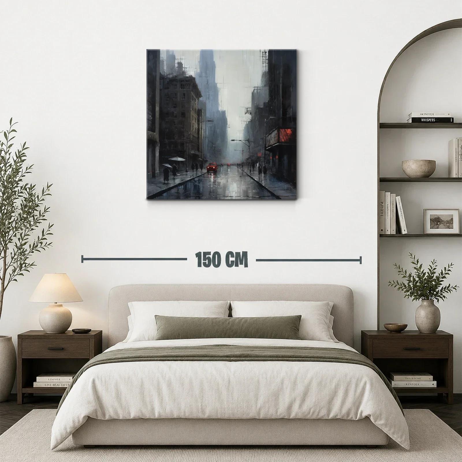 Ciudad lluviosa con contraste de luces urbanas — miniatura 3