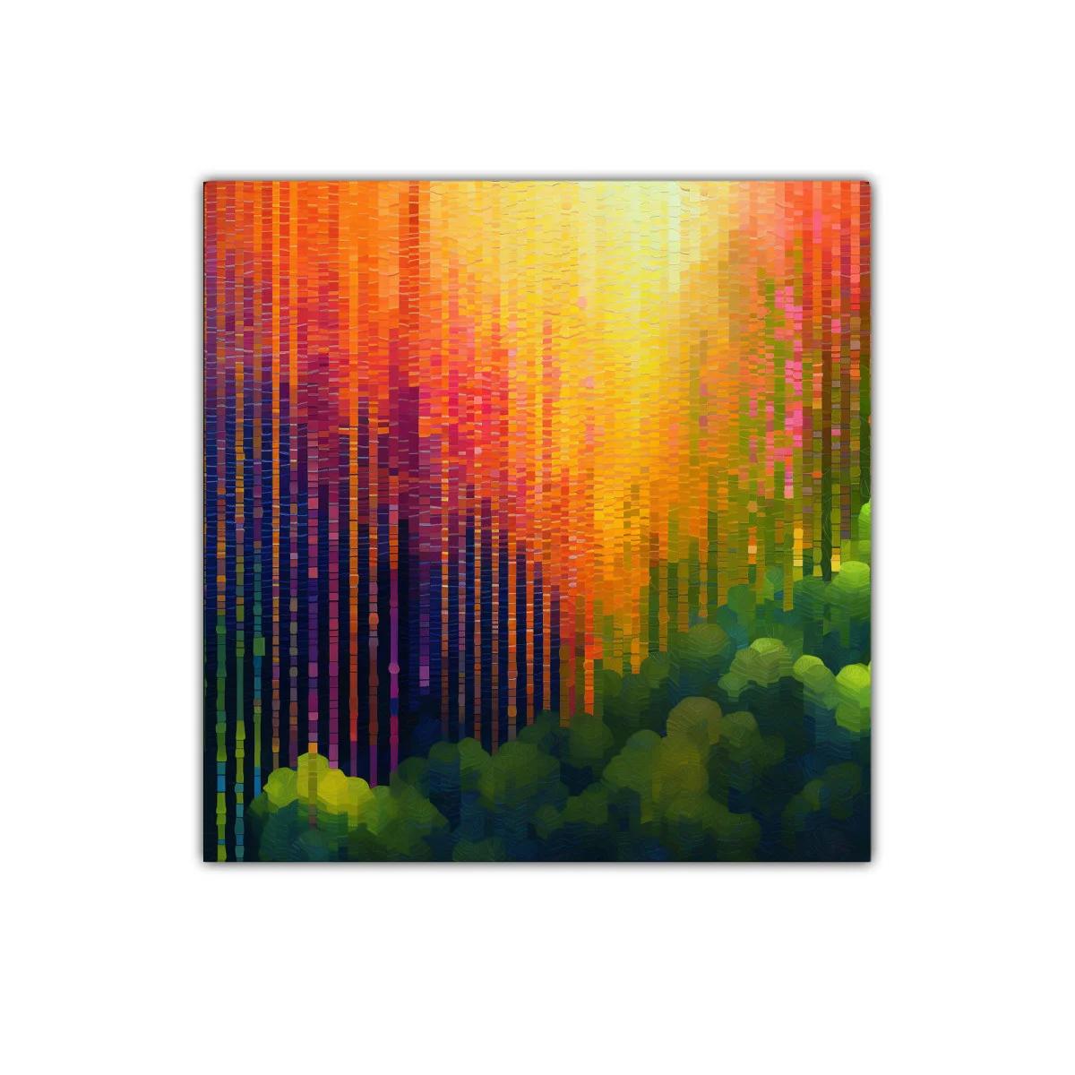 Cuadro abstracto con vibrantes tonos cálidos y verdes — miniatura 1
